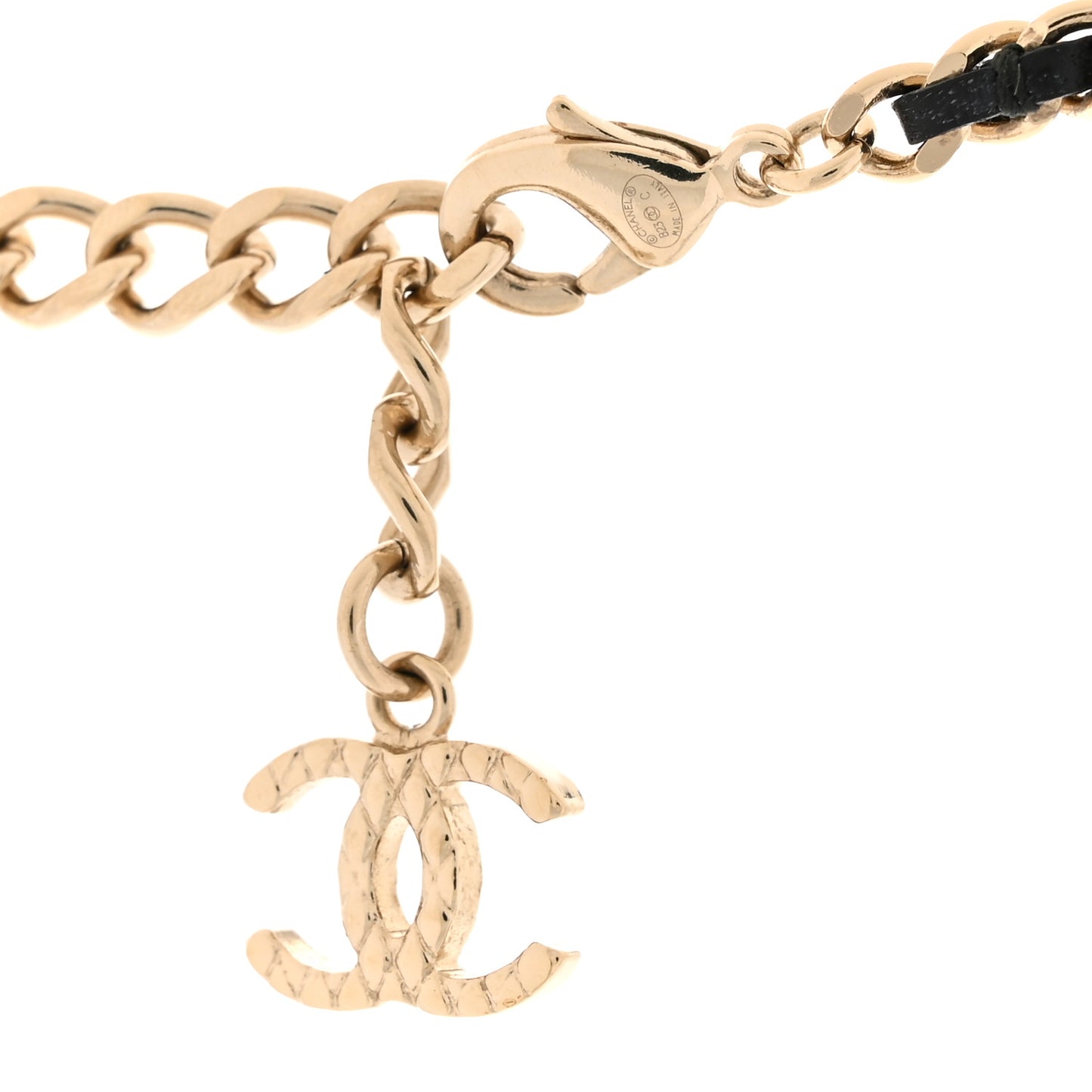 Metal Resin Quilted Flap Bag Hoop Mirror Necklace Black Gold