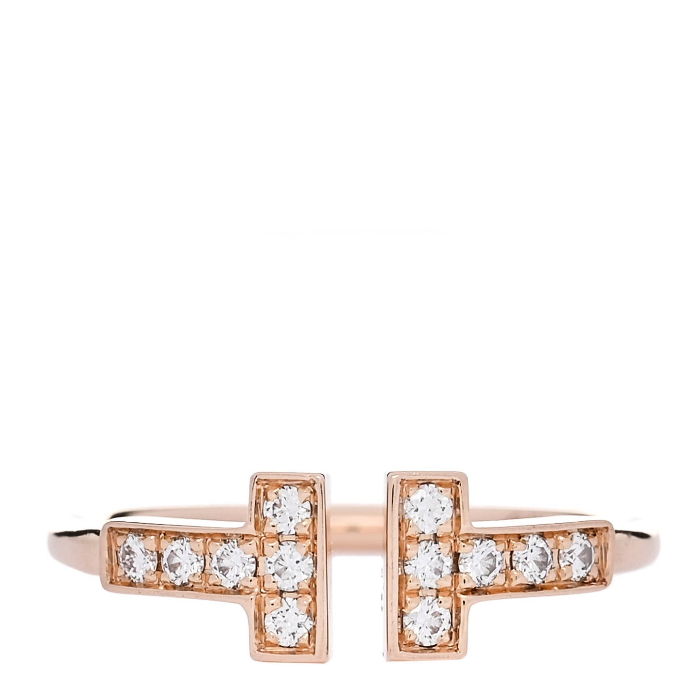 18K Rose Gold Diamond T Wire Ring 49 5