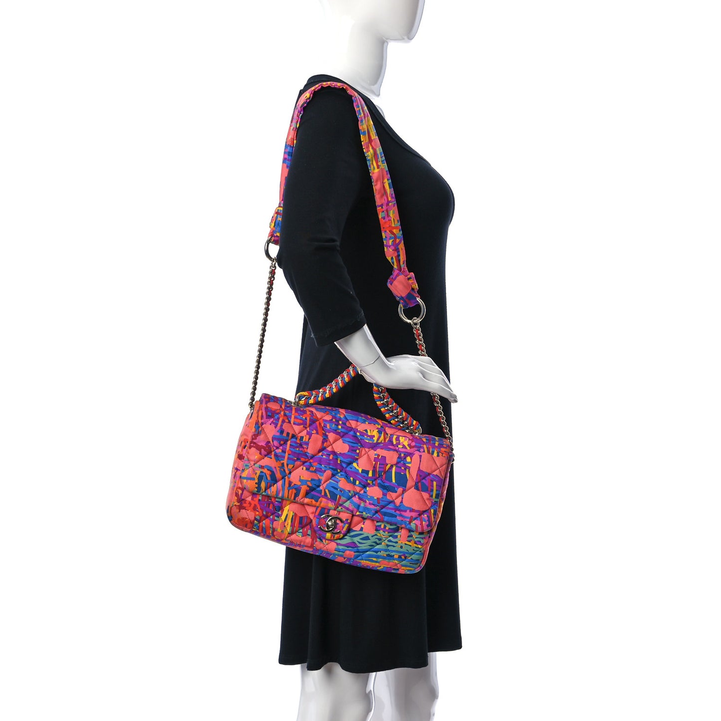 Foulard Fabric Quilted Printed Flap Pink