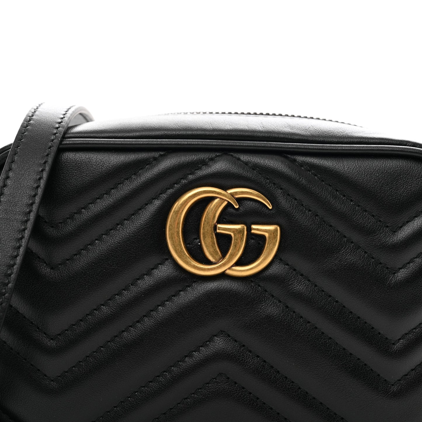 Calfskin Matelasse Mini GG Marmont Chain Shoulder Bag Black