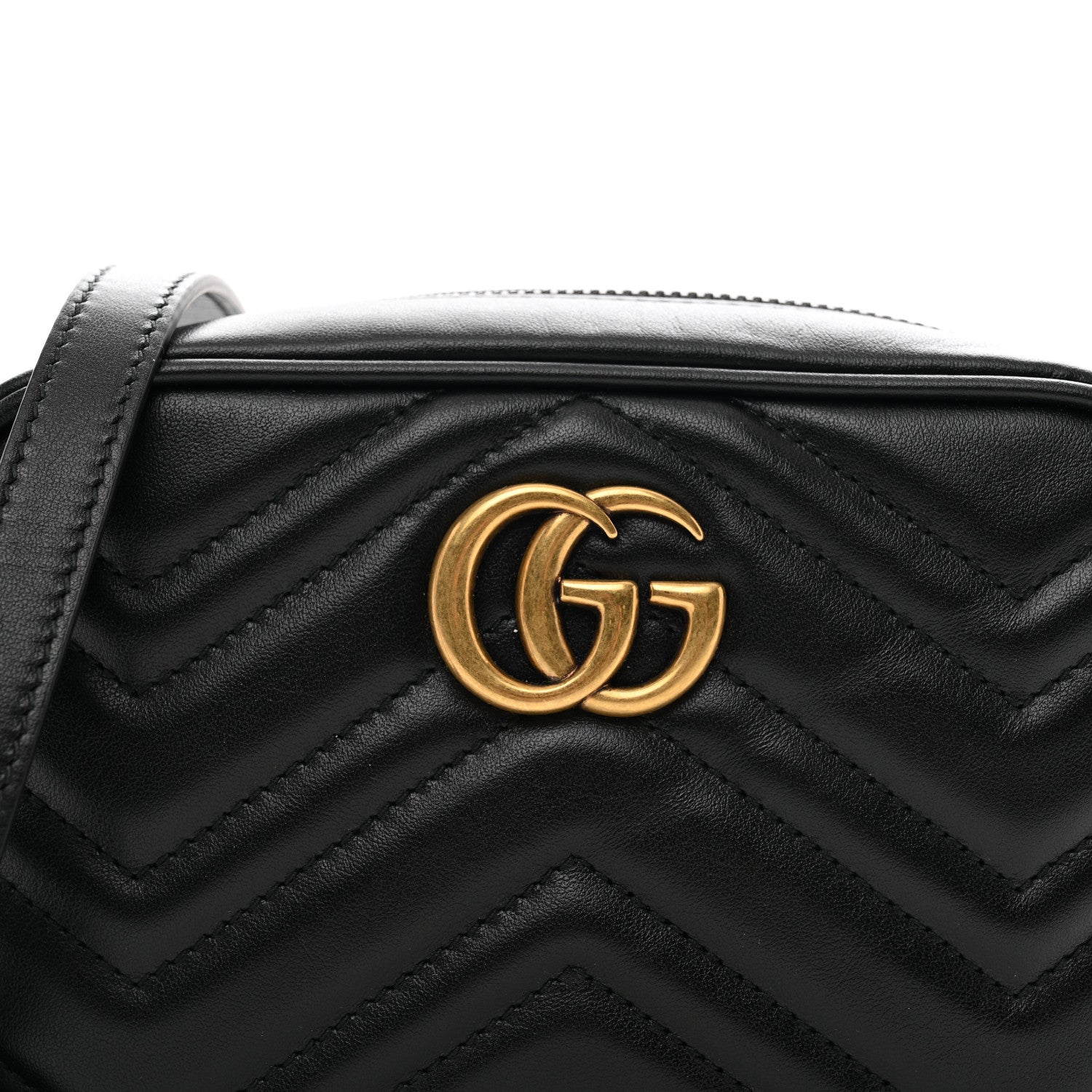 Gucci Calfskin Matelasse Mini GG Marmont Chain Shoulder Bag Black 5 of 10