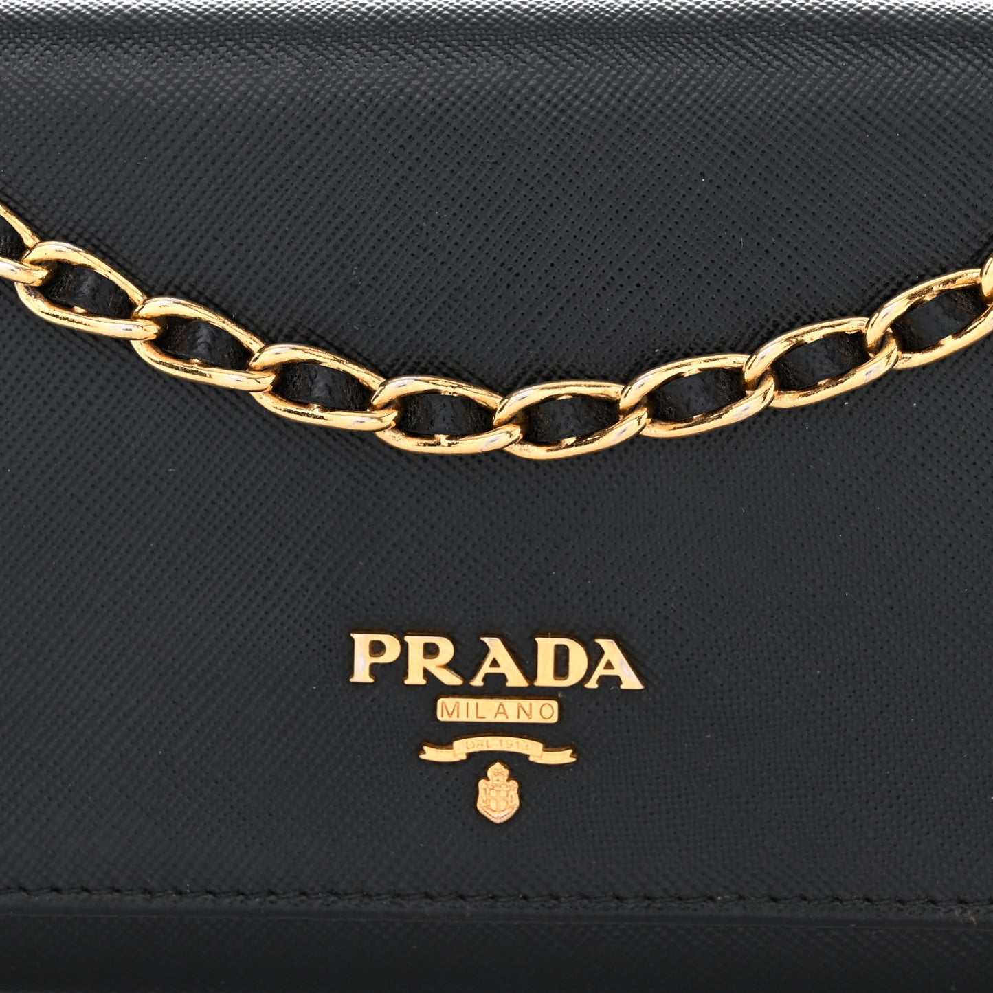 Saffiano Metal Oro Chain Wallet Black