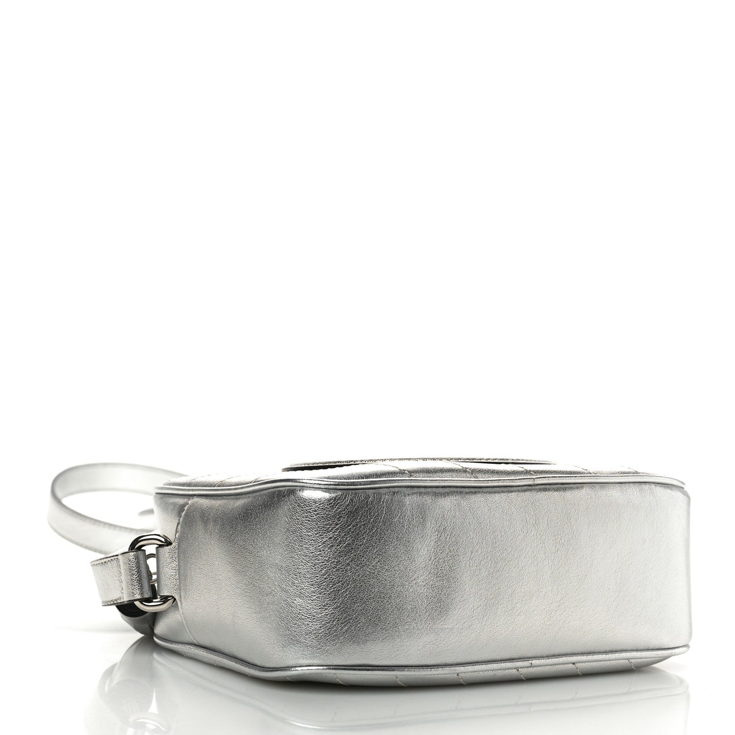 Metallic Sakai Be Green Calfskin Diagonal Stitched Small Blondie Shoulder Bag Silver