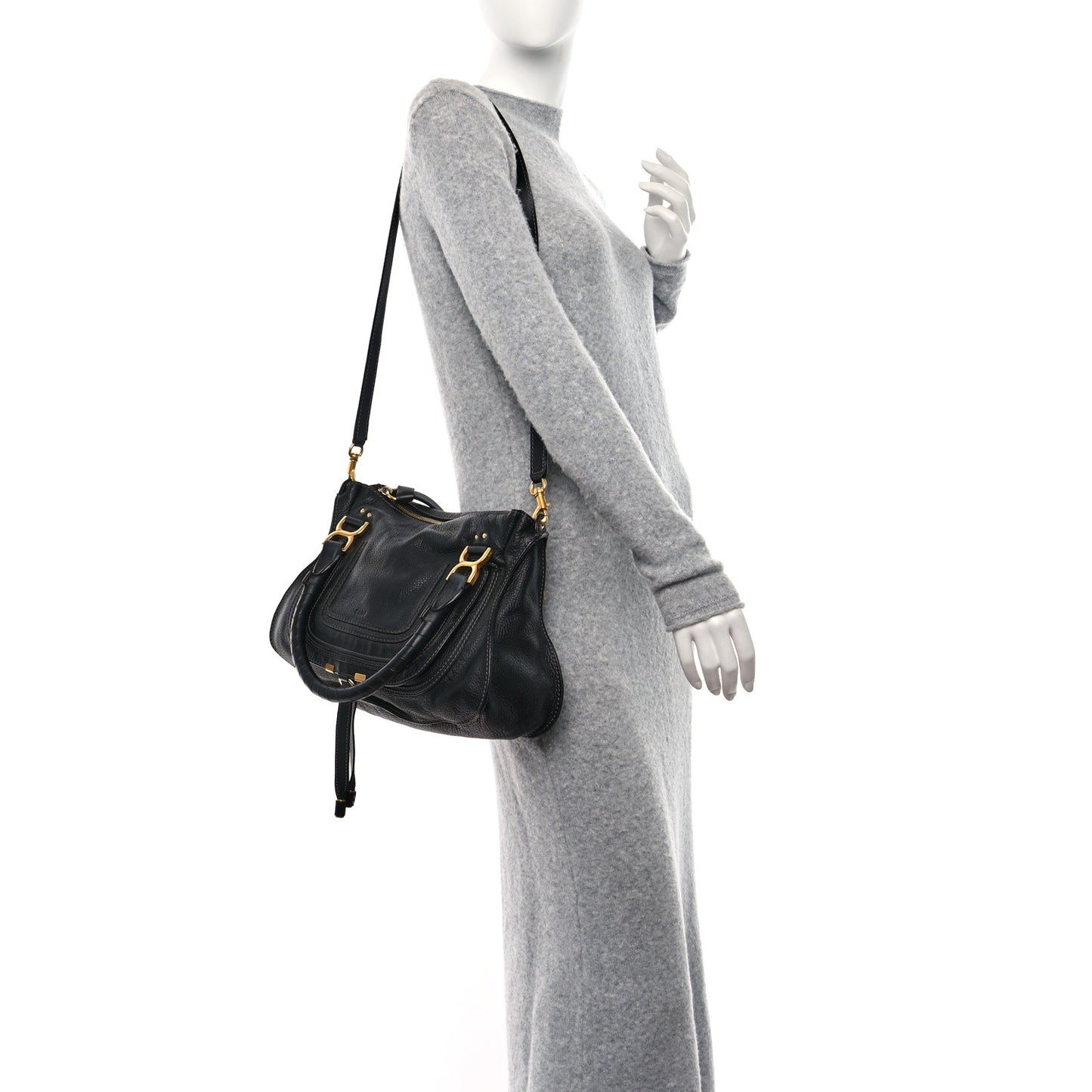 Calfskin Medium Marcie Satchel Black