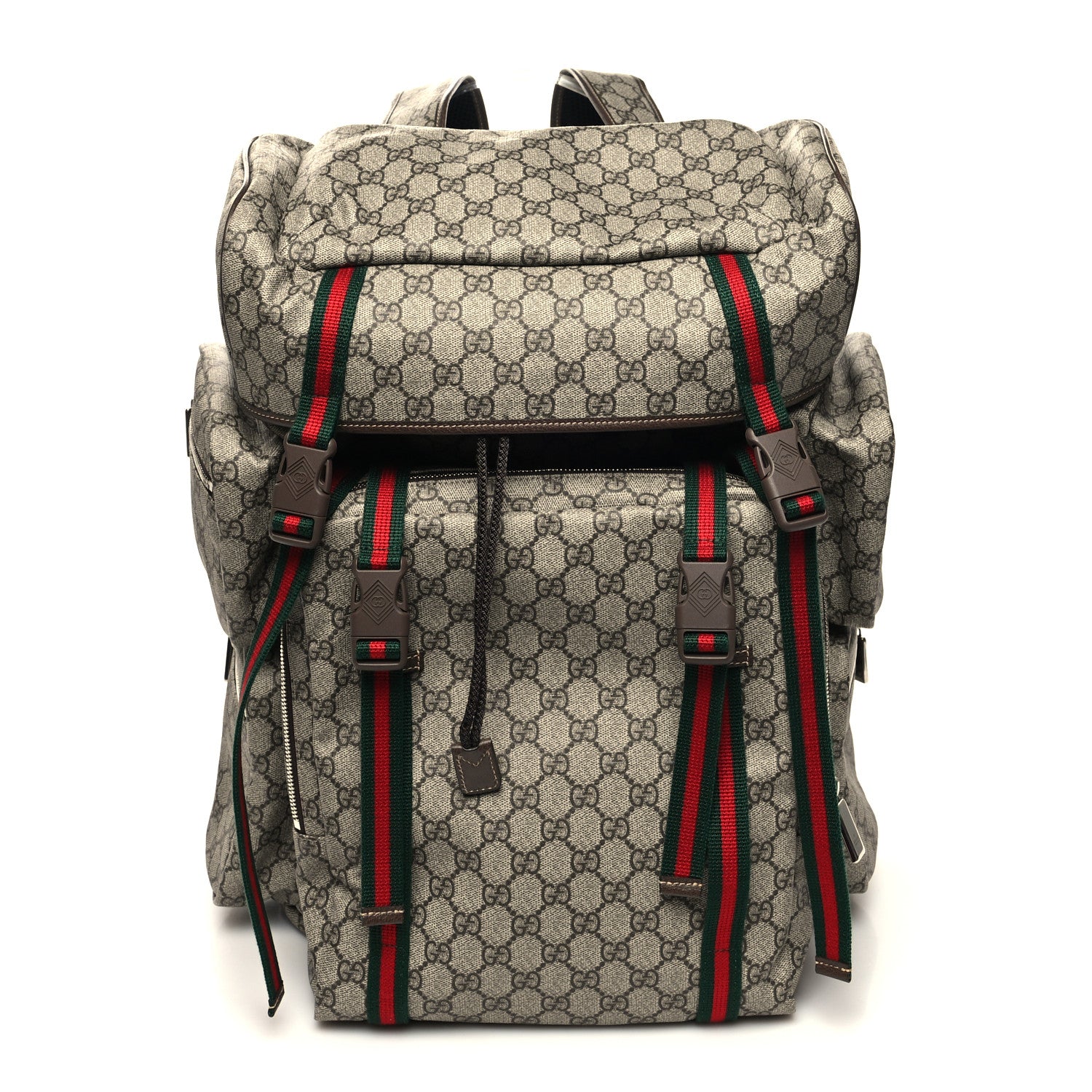 Gucci GG Supreme Monogram Web Backpack Beige Ebony 1403834