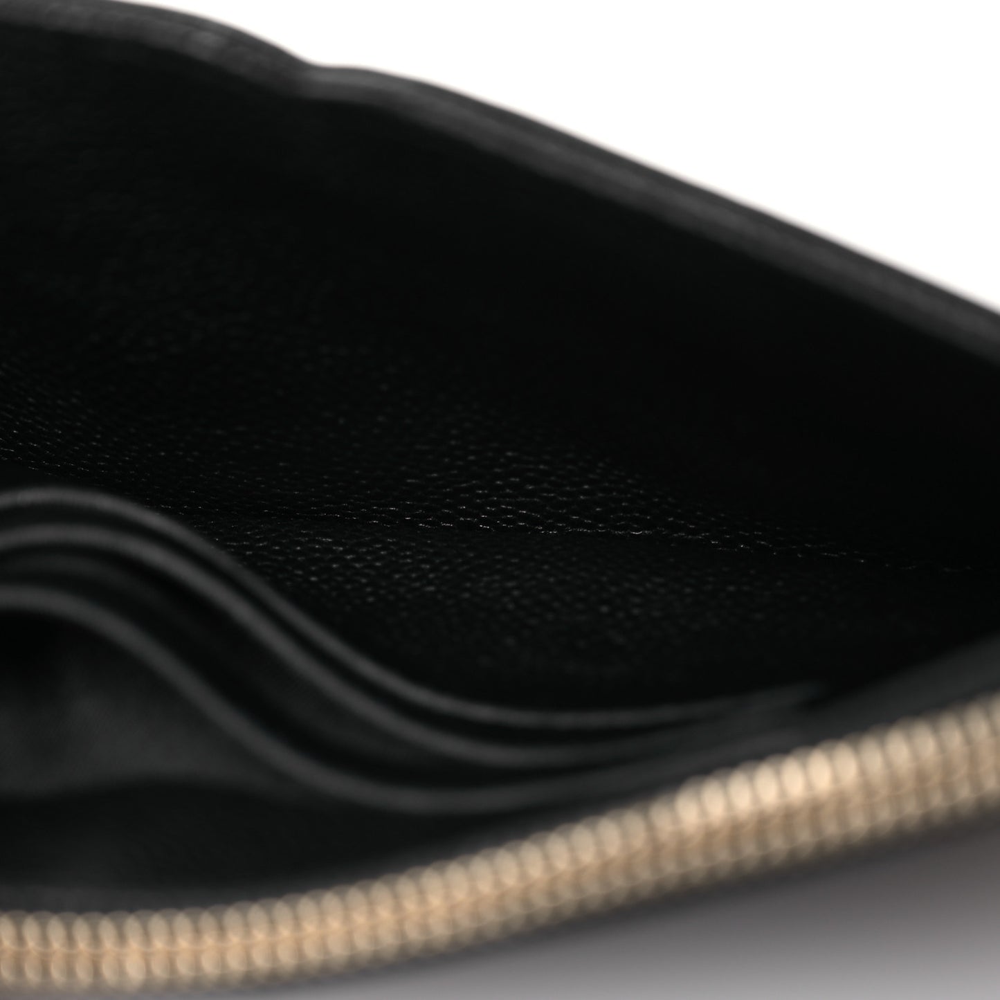 Caviar Quilted Filigree Zip Pouch Black