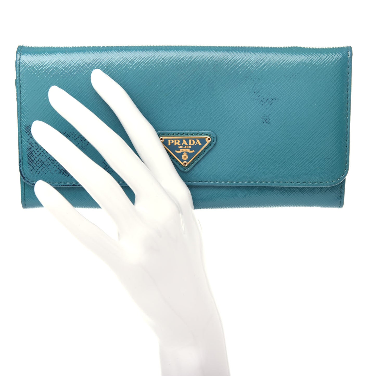 Saffiano Metal Continental Flap Wallet Turchese