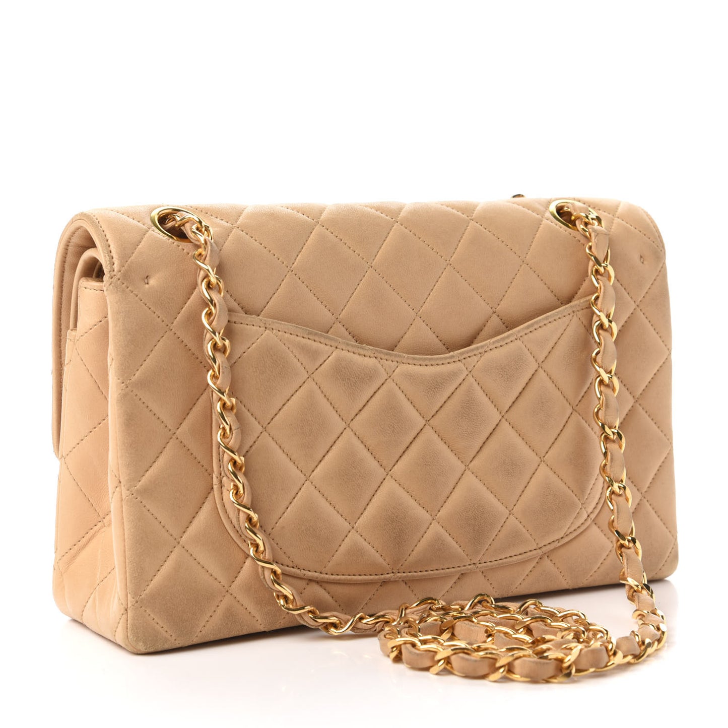 Lambskin Quilted Small Double Flap Beige
