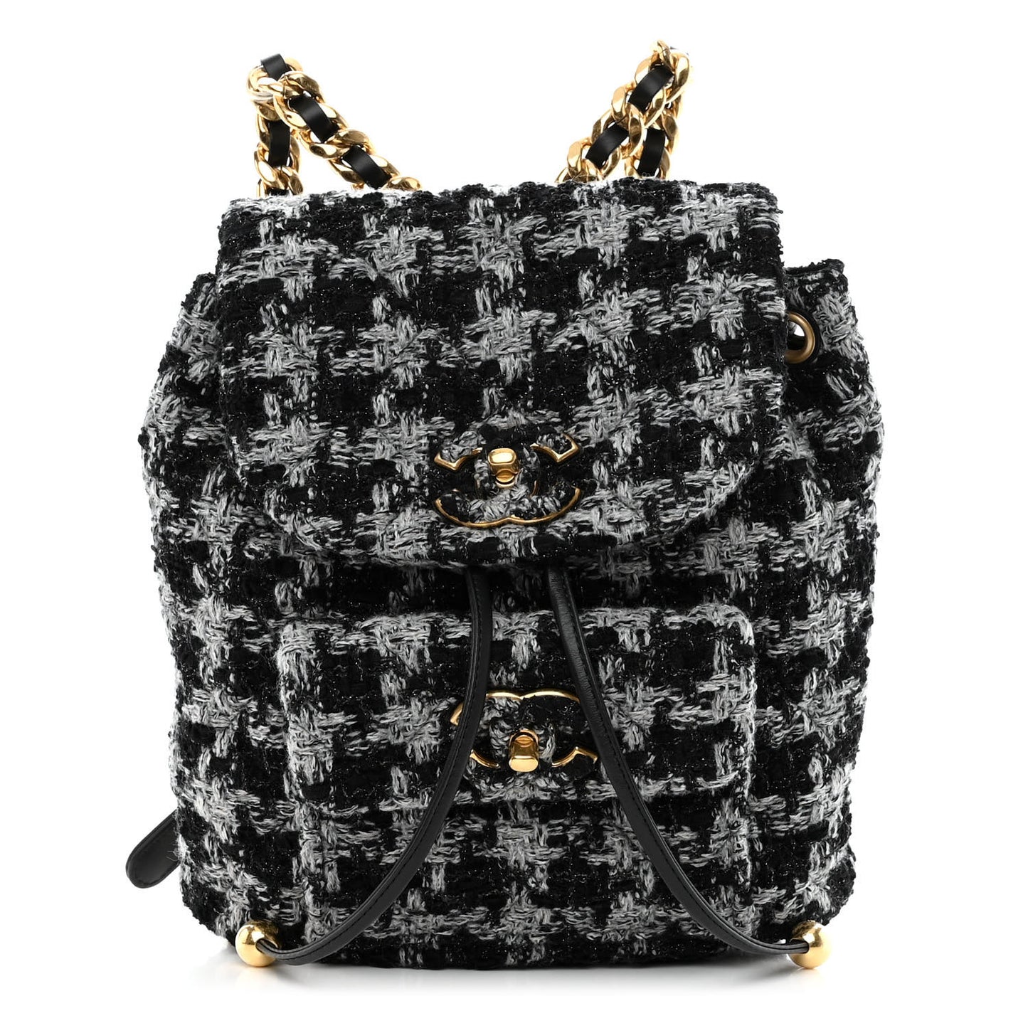 Wool Tweed Elegant Backpack Black Grey