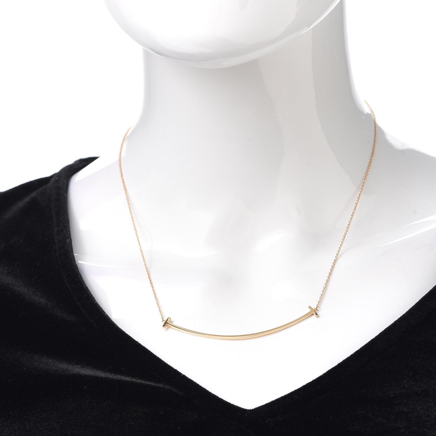 18K Rose Gold Large T Smile Pendant Necklace