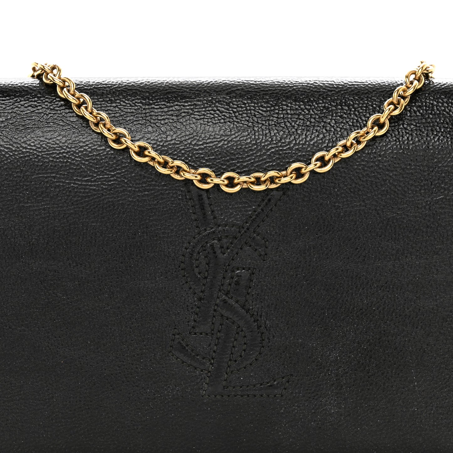 Textured Patent Belle de Jour Chain Clutch Black
