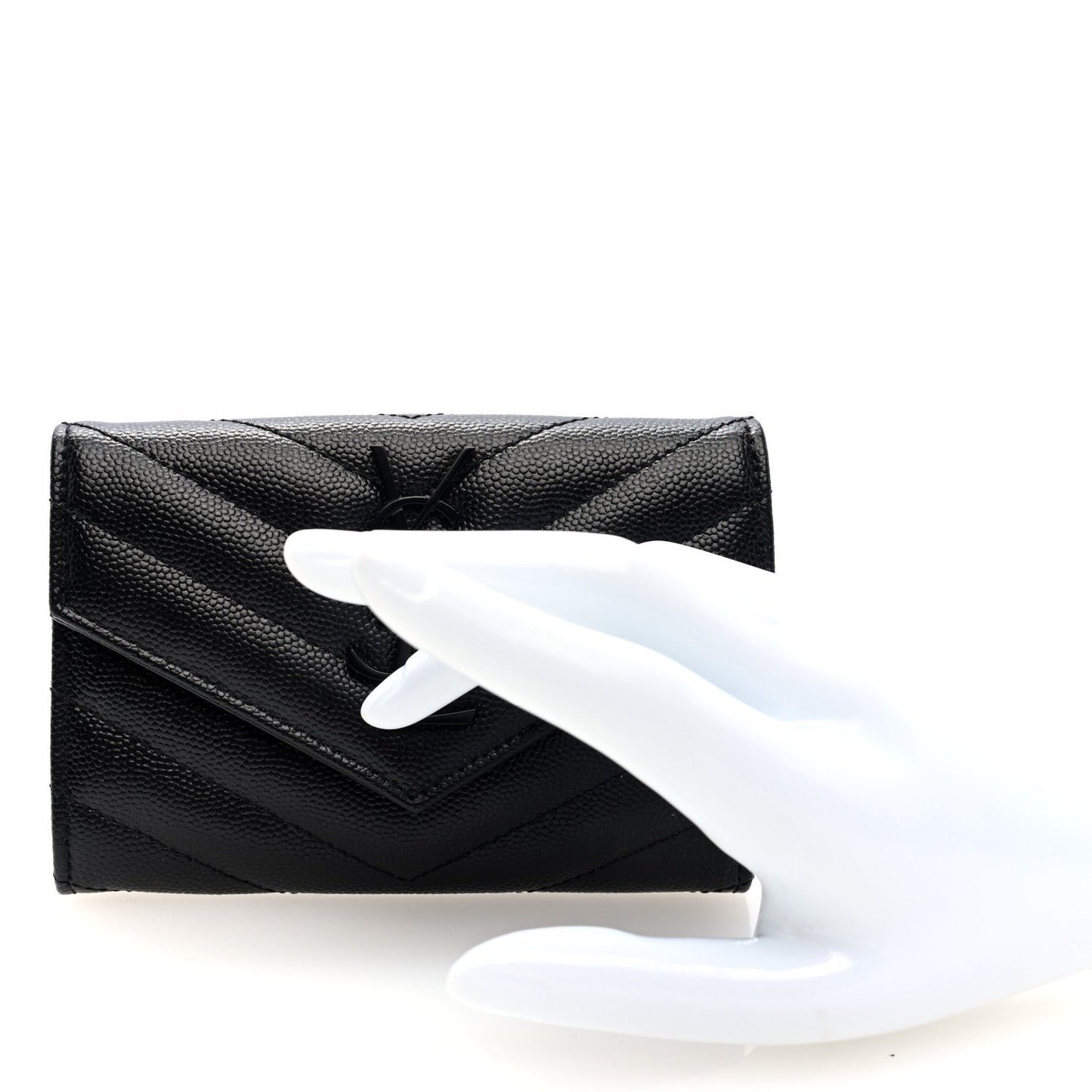 Grain De Poudre Matelasse Chevron Small Monochome Monogram Envelope Wallet Black