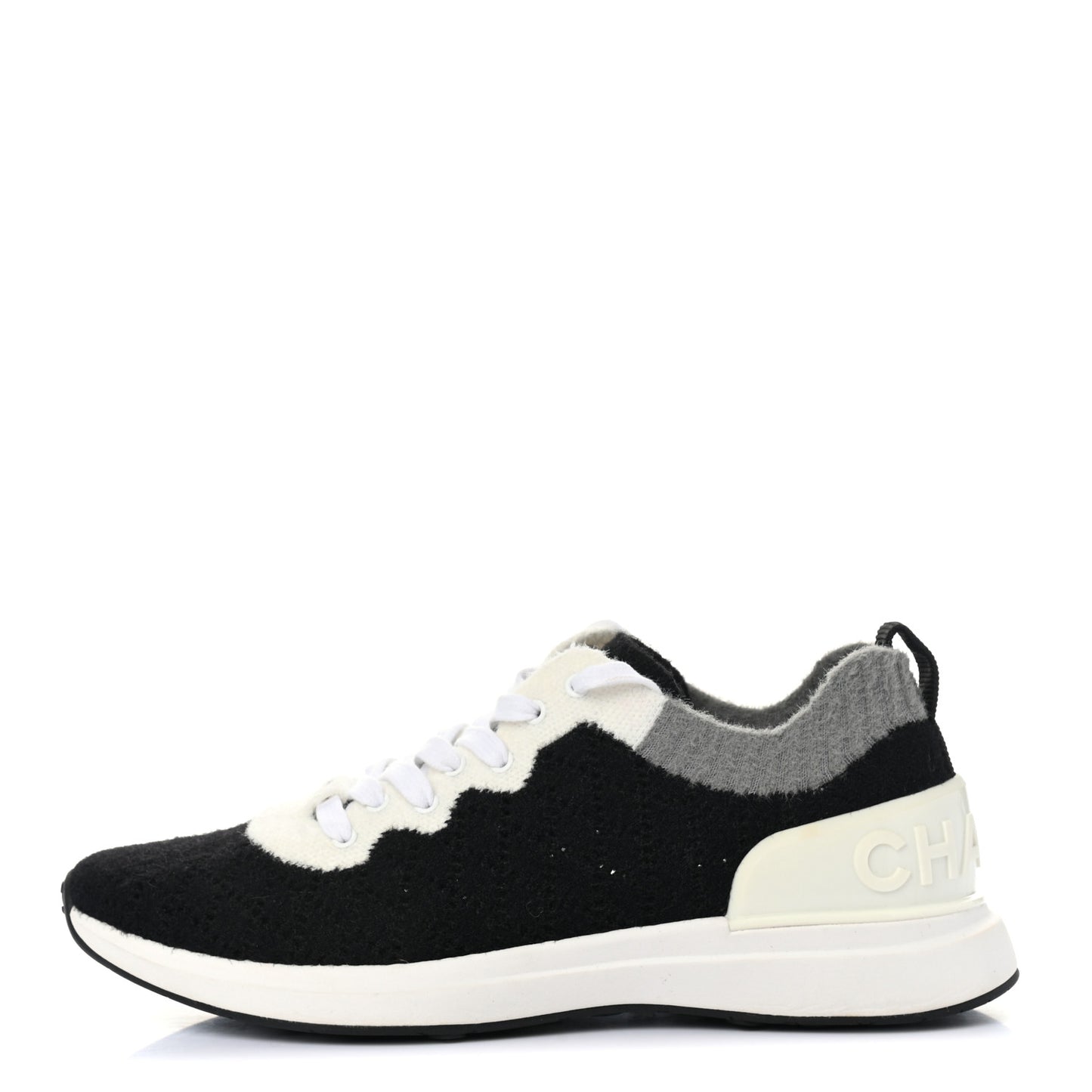 Mixed Fabrics Knit Sneakers 40 Black Grey White