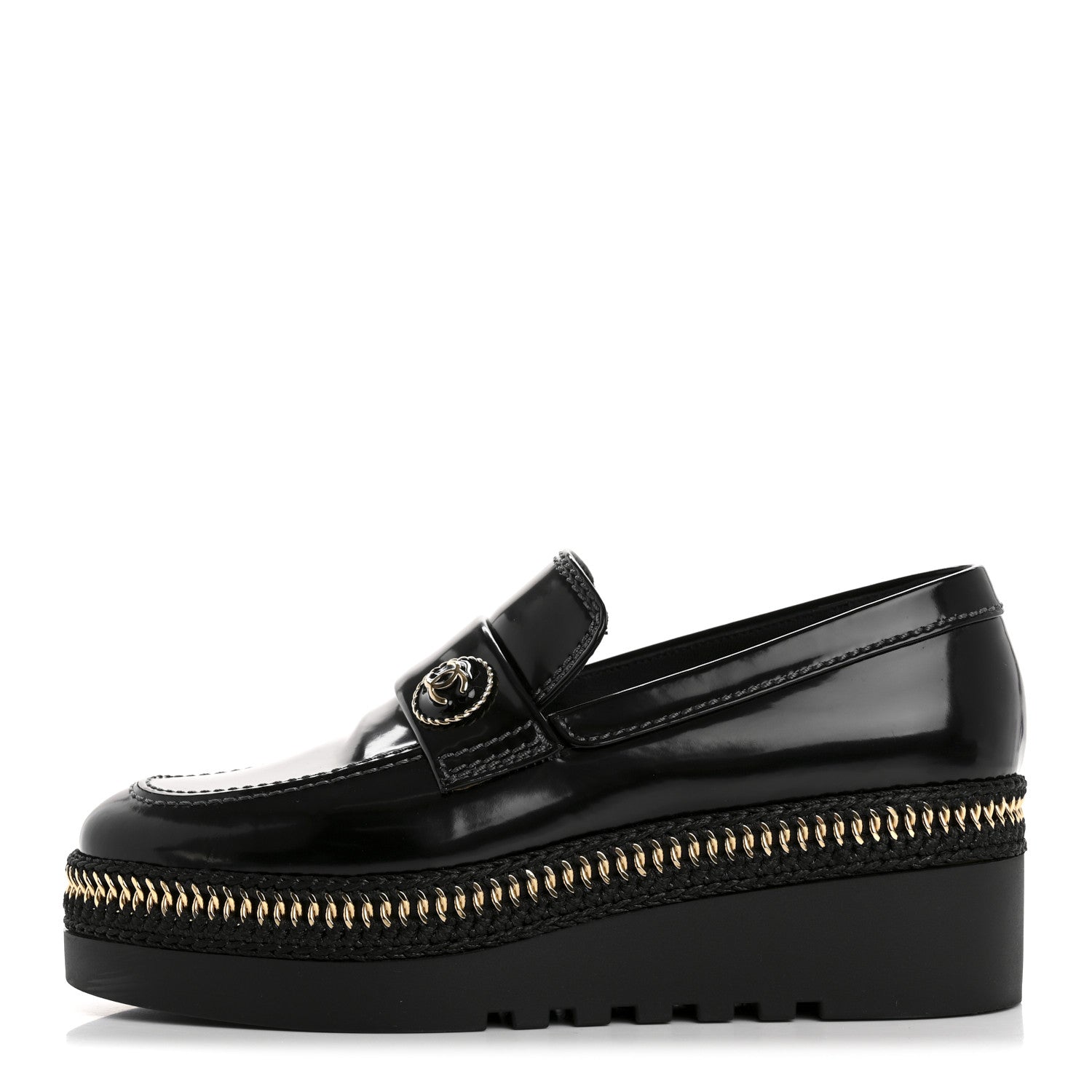 CHANEL ローファー 37 Chanel Shiny Calfskin Platform Loafers 37 Black 1722276 – FASHIONPHILE