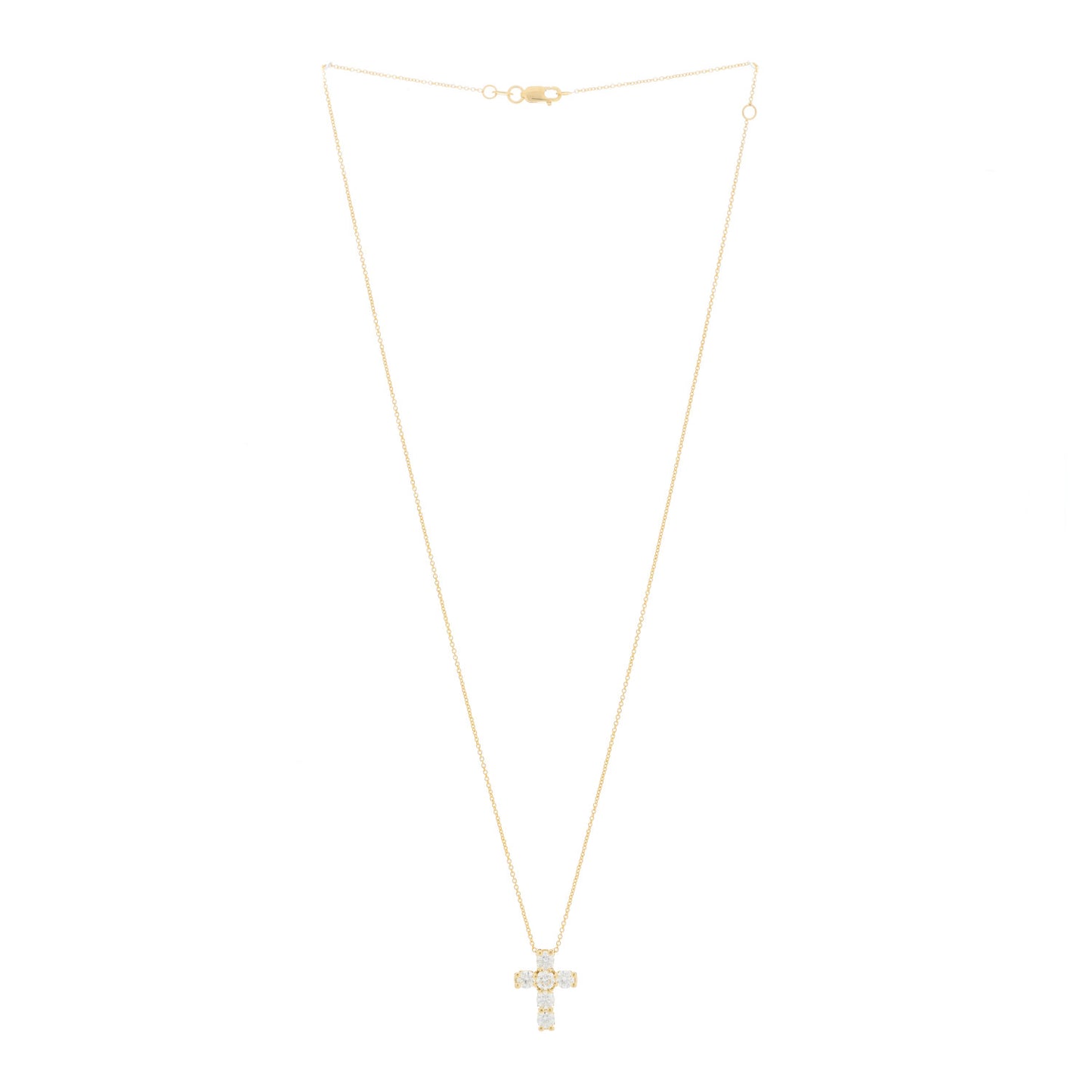 18K Yellow Gold Diamond Tiny Treasures Square Cross Pendant Necklace