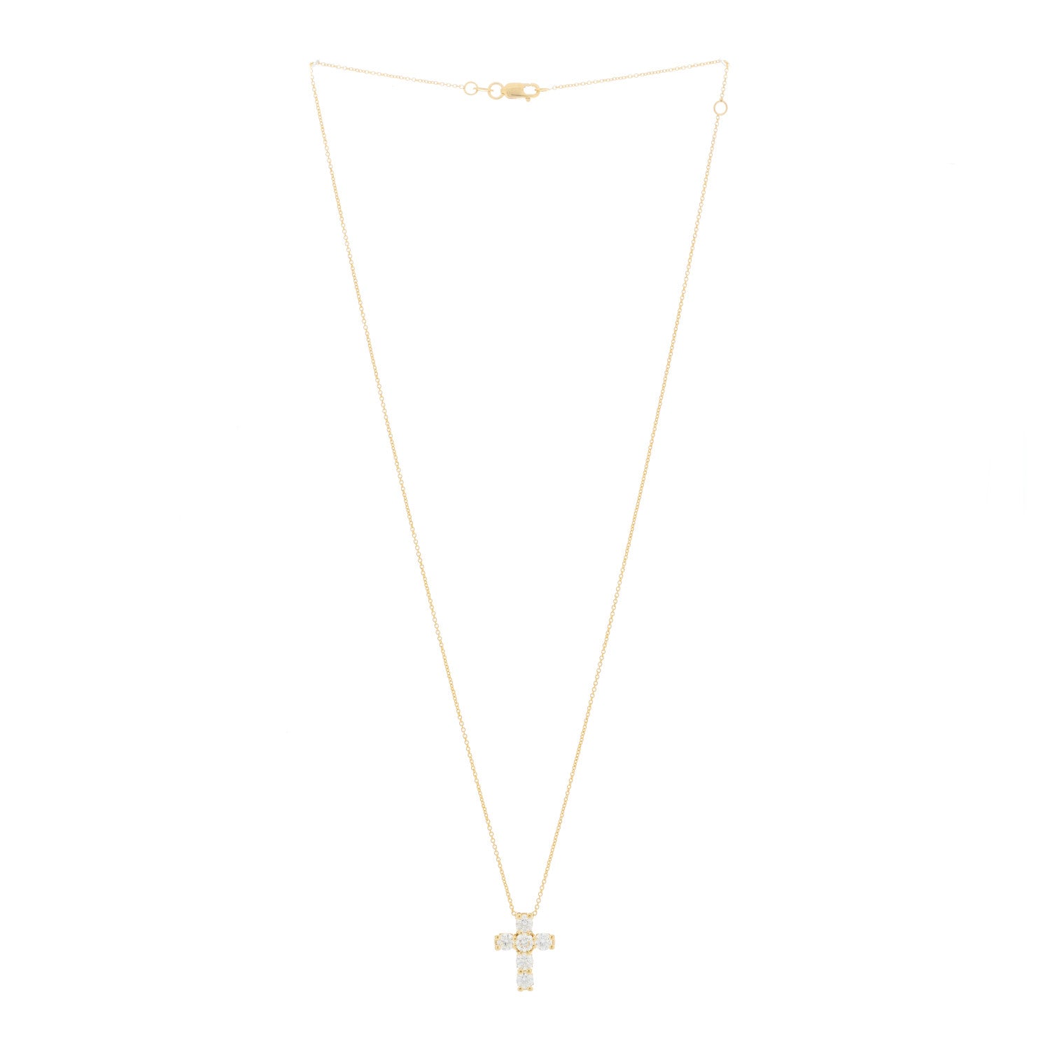 Roberto Coin 18K Yellow Gold Diamond Tiny Treasures Square Cross Pendant Necklace 2 of 3