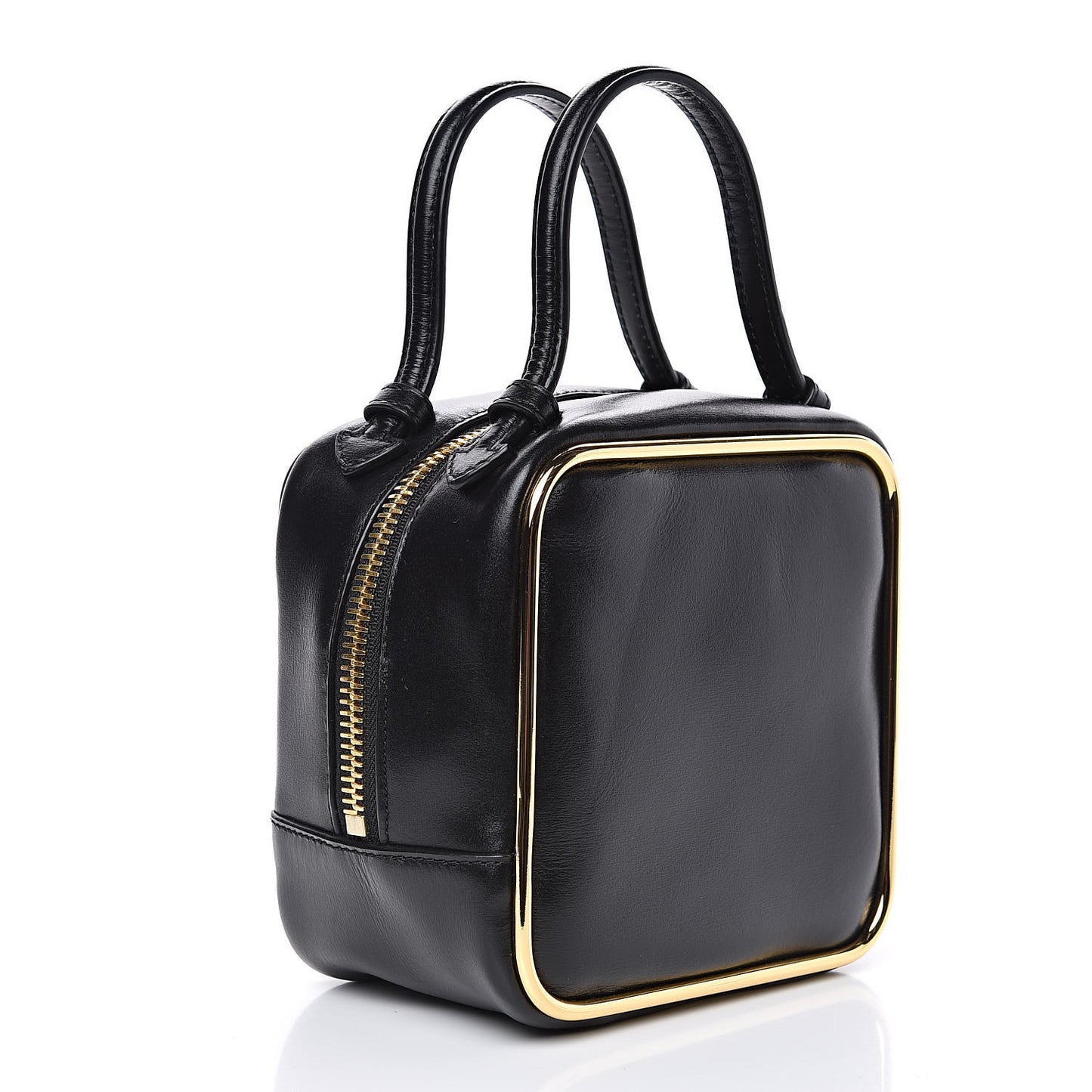 Supple Calfskin Halo Top Handle Bag Black