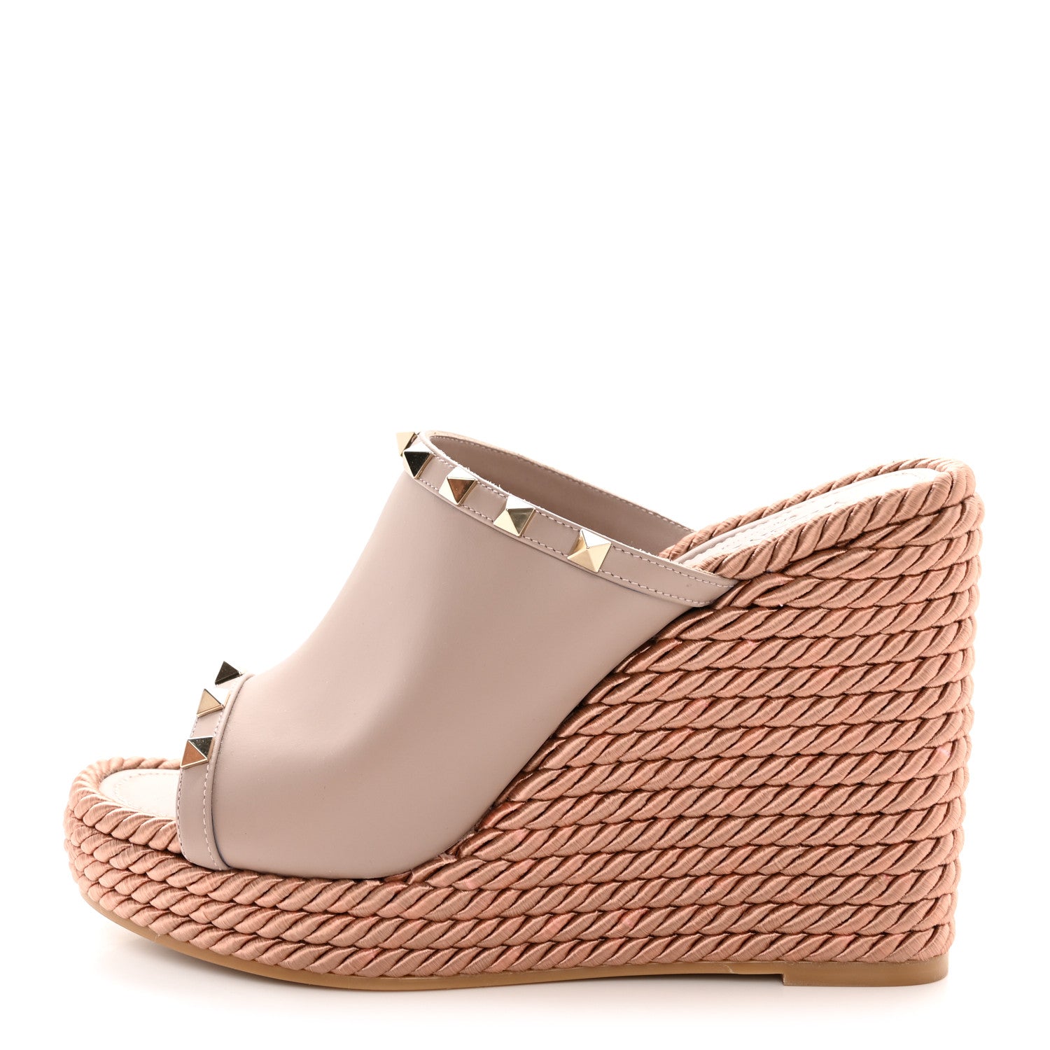 Valentino Garavani Calfskin Rockstud Wedge Mule 38 Poudre 1 of 10