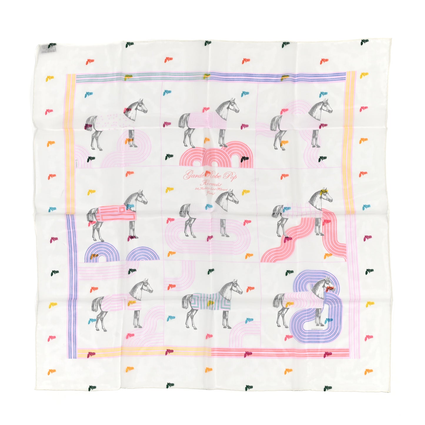 Silk Muslin Garde Robe Pop Scarf 80 White Multicolor
