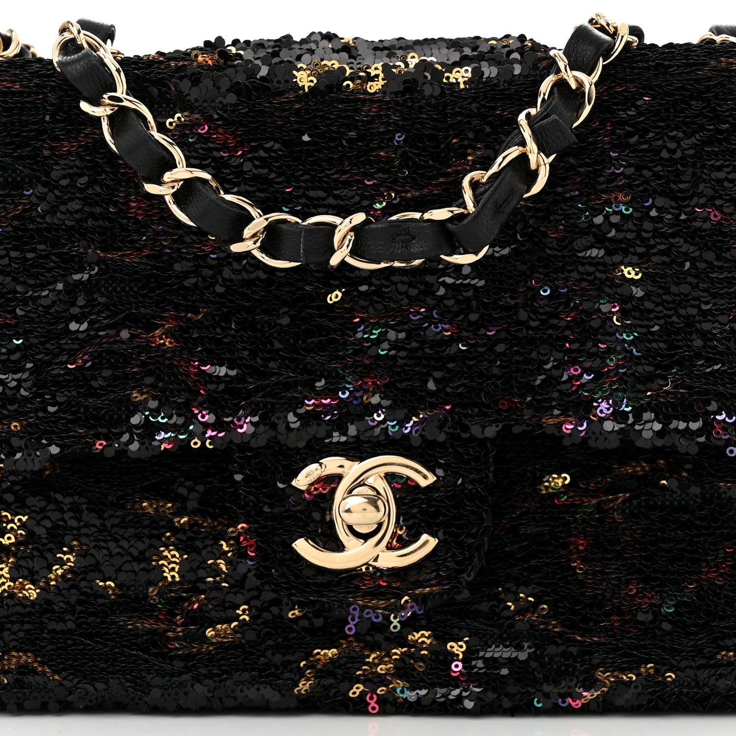 Chanel Sequin CC Small Single Flap  Black Multicolor 8 of 11