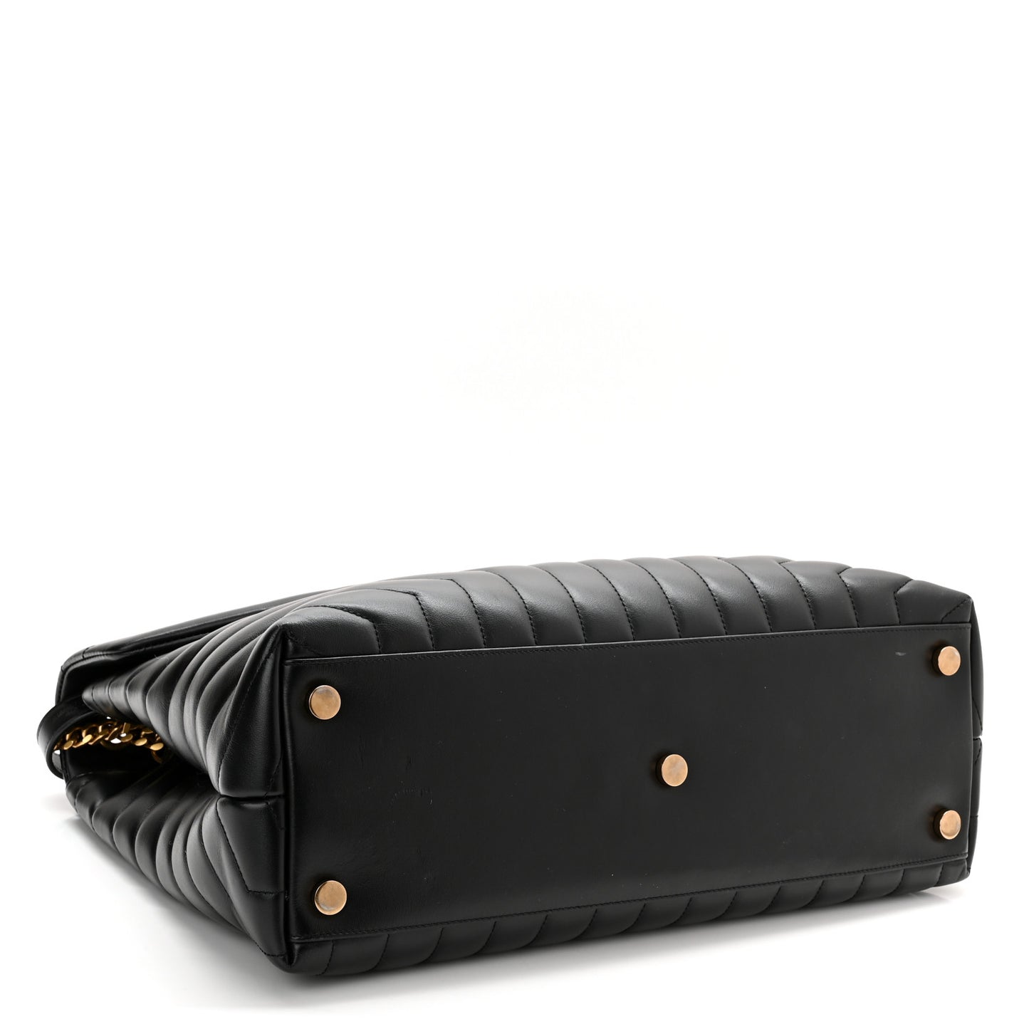 Calfskin Y Quilted Monogram Large Loulou Chain Satchel Black