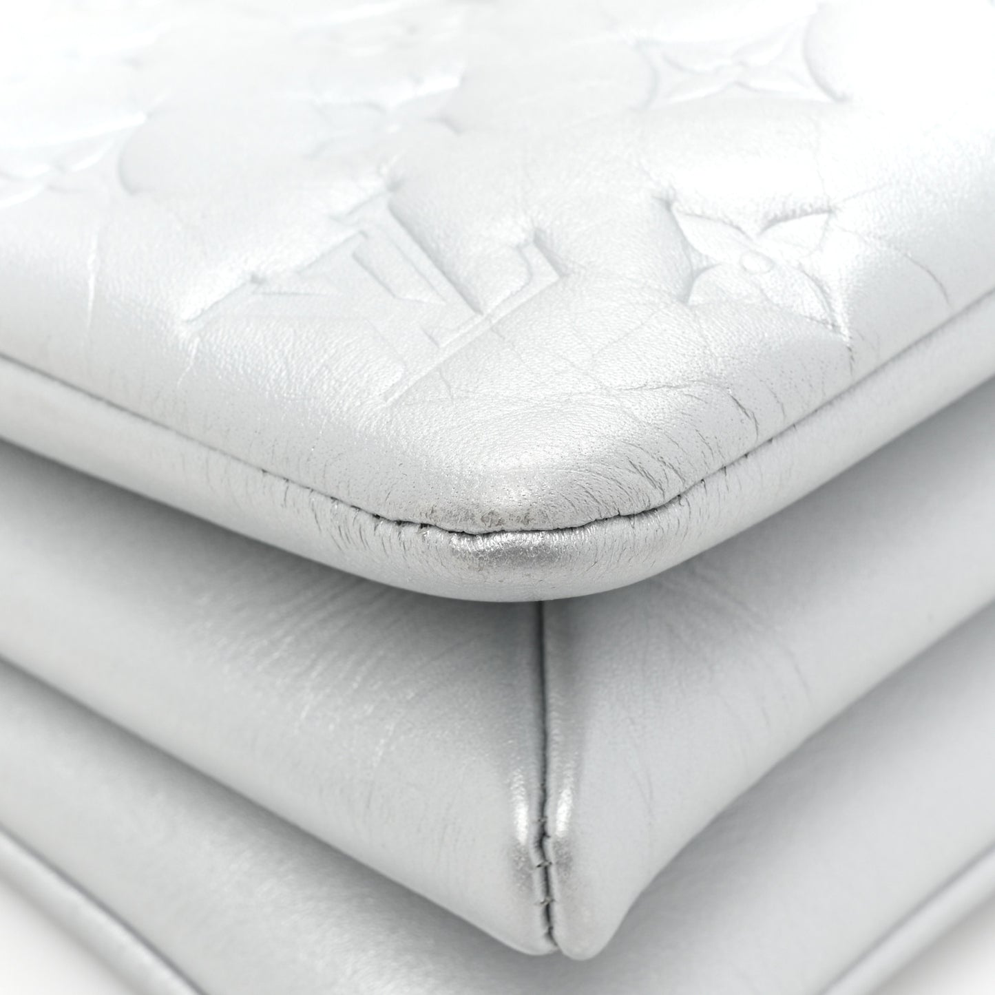 Lambskin Embossed Monogram Coussin BB Silver
