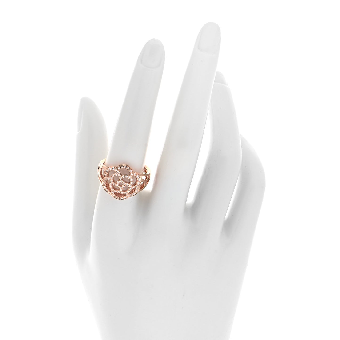 18K Rose Gold Diamond Camellia Ring 58 8.5