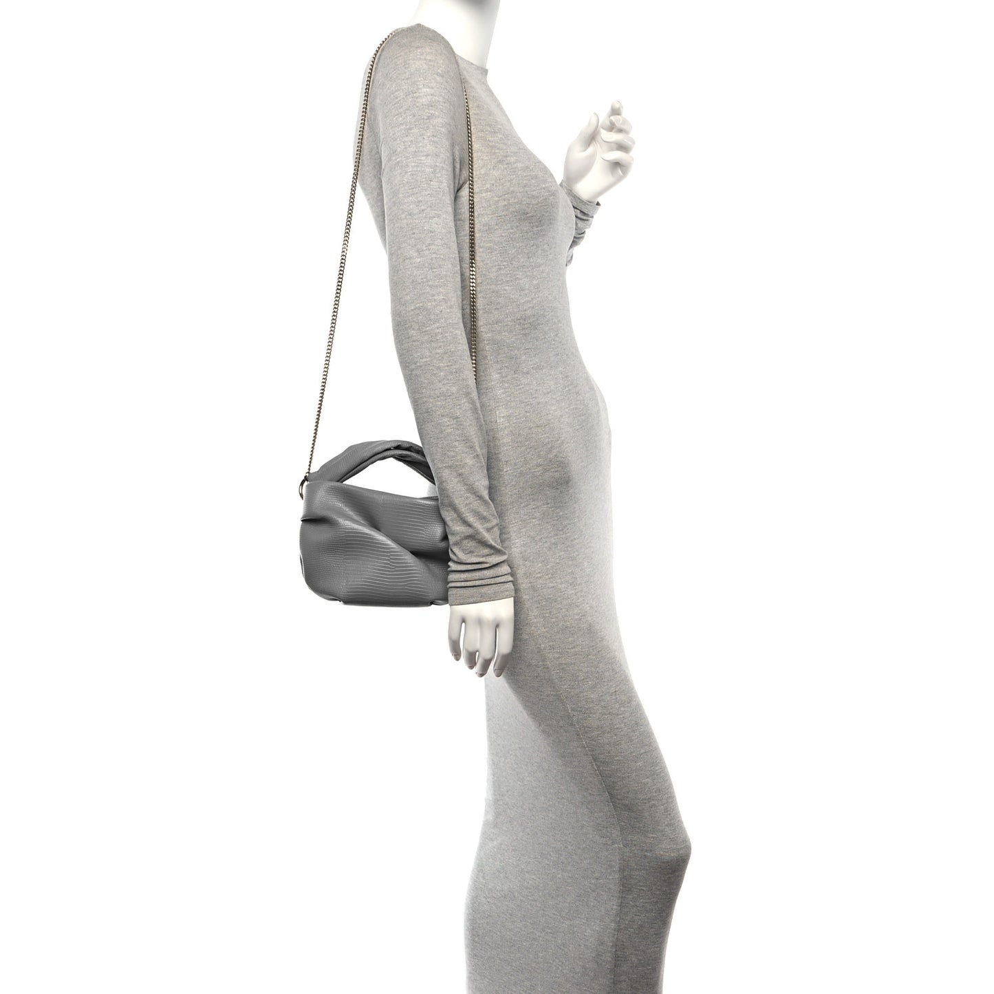 Calfskin Lizard Embossed Bonny Shoulder Bag Blue
