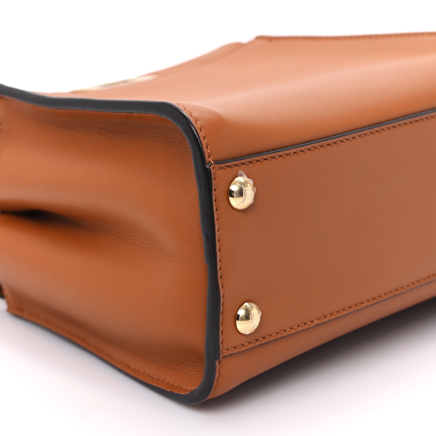 Fendi Vitello Seta Canvas FF Embroidered Mini Peekaboo Iconic Satchel Brandy Grezzo 8 of 10