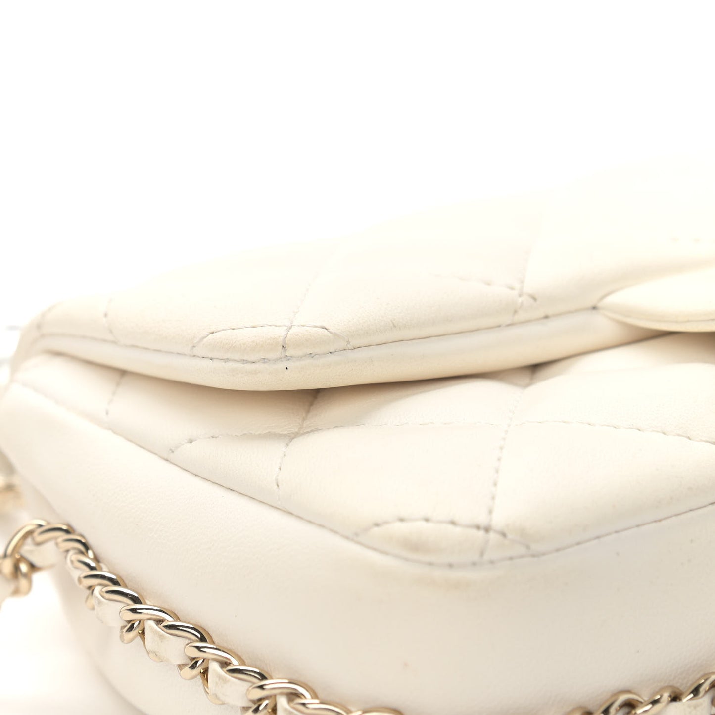 Lambskin Quilted Mini My Precious Flap White