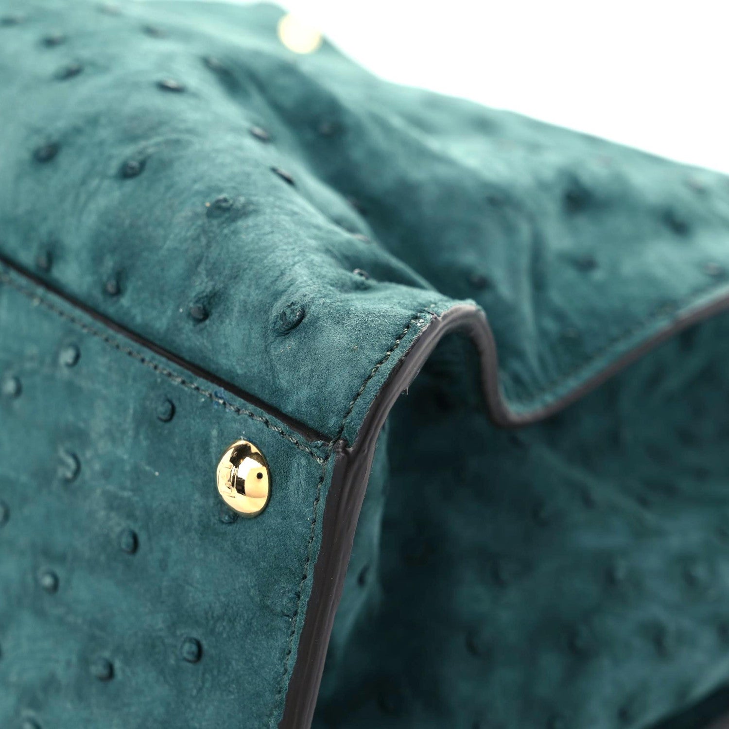 Fendi Ostrich Shiny Nappa Large Peekaboo X-Lite Green 8 of 16