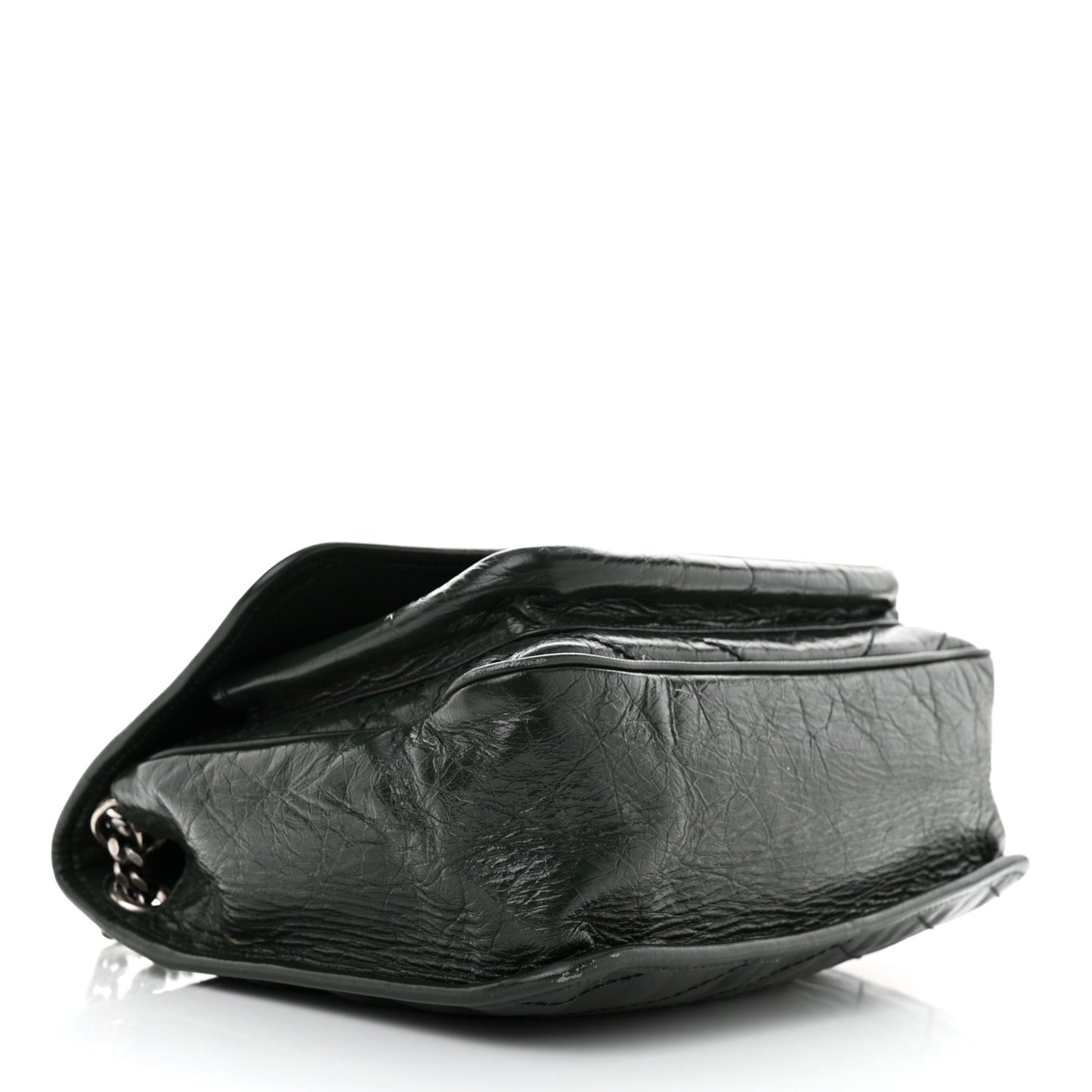 Crinkled Lambskin Matelasse Monogram Medium Niki Chain Satchel Green