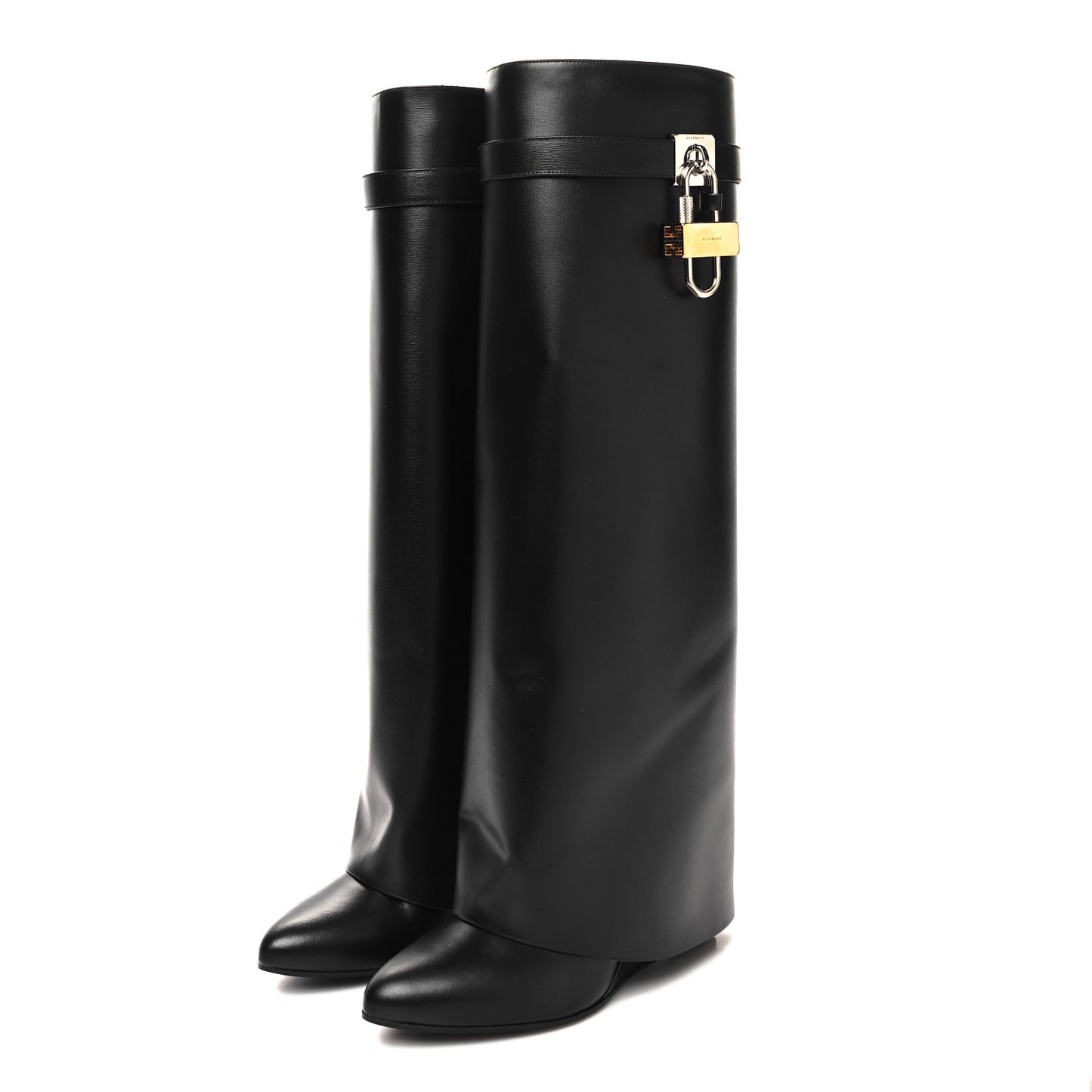 Calfskin Shark Lock Pant Boots 38 Black