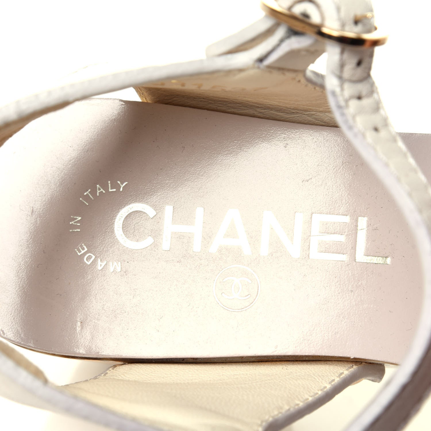 Chanel Calfskin Chain Wedge Sandals 36 White 9 of 10