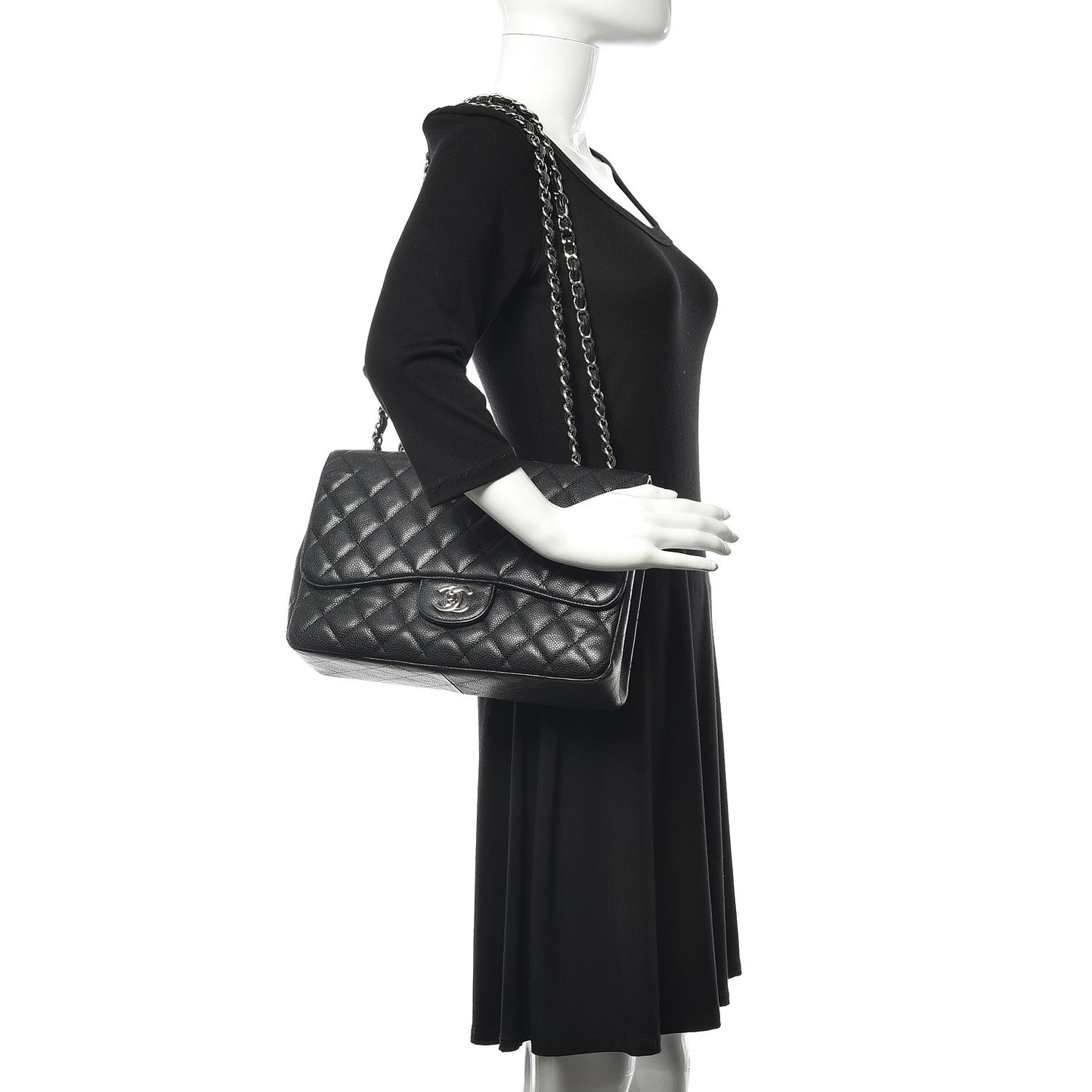 Caviar Quilted Jumbo Single Flap Black