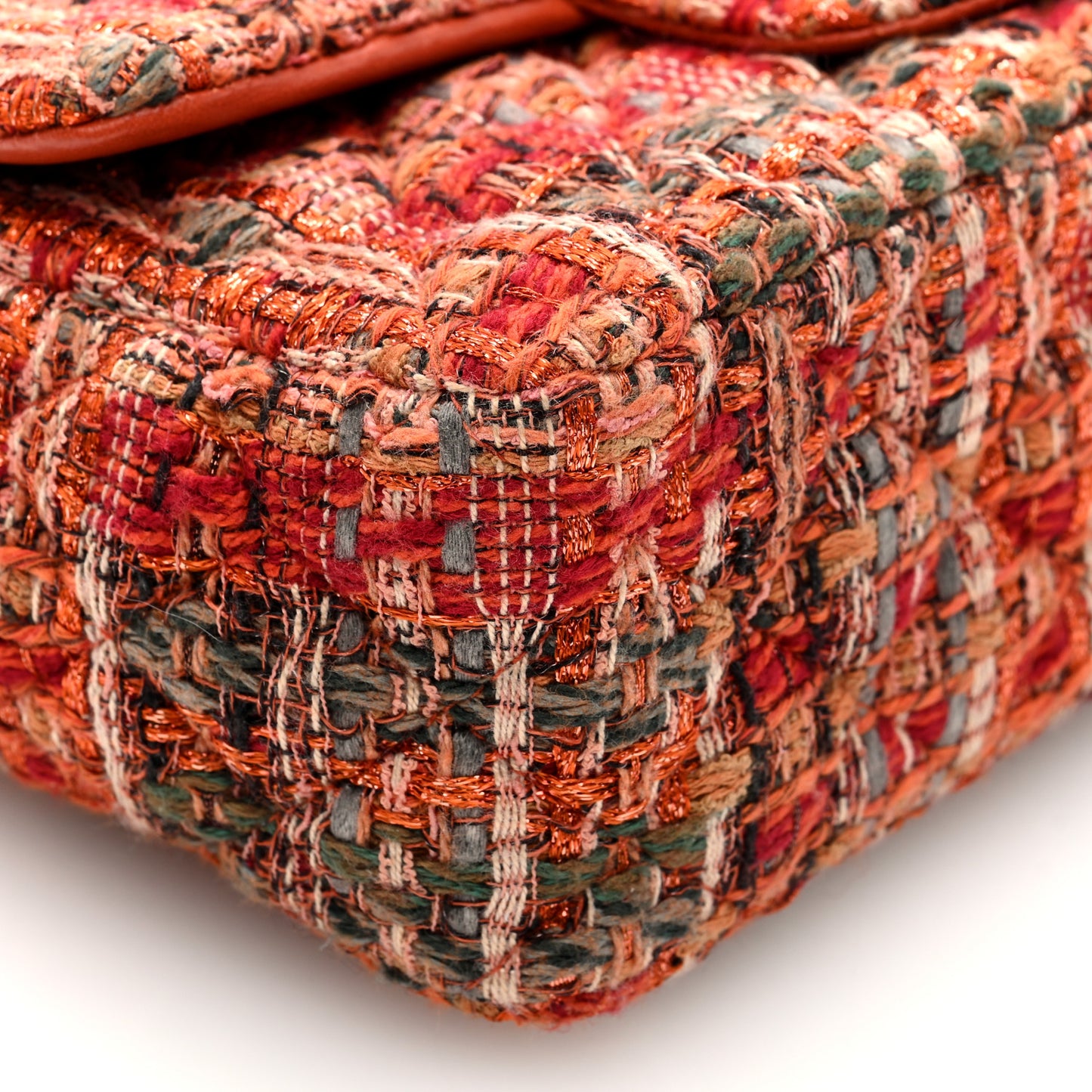 Tweed Quilted Mini Rectangular Flap Orange Multicolor
