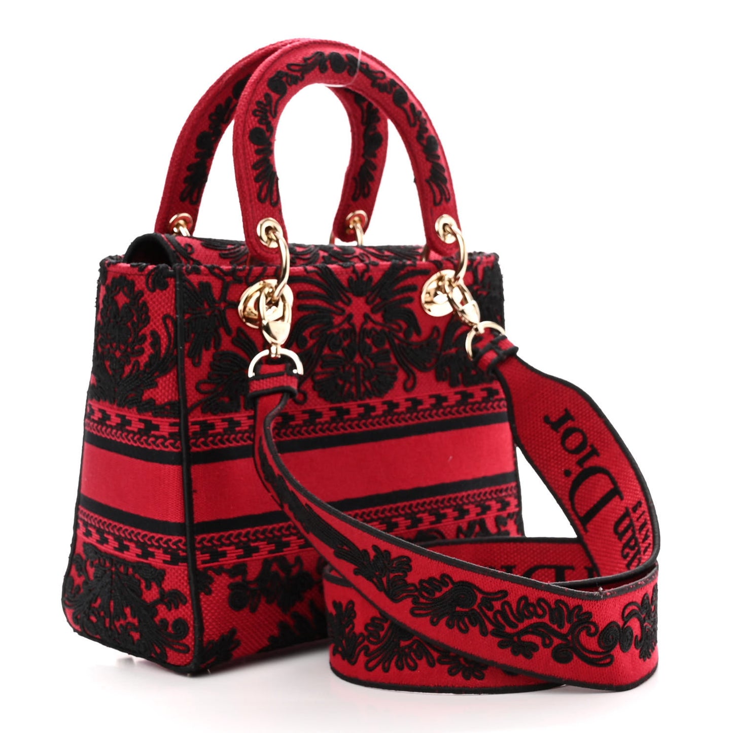 Canvas Embroidered Ornamental Cornely Medium Lady D-Lite Red Black