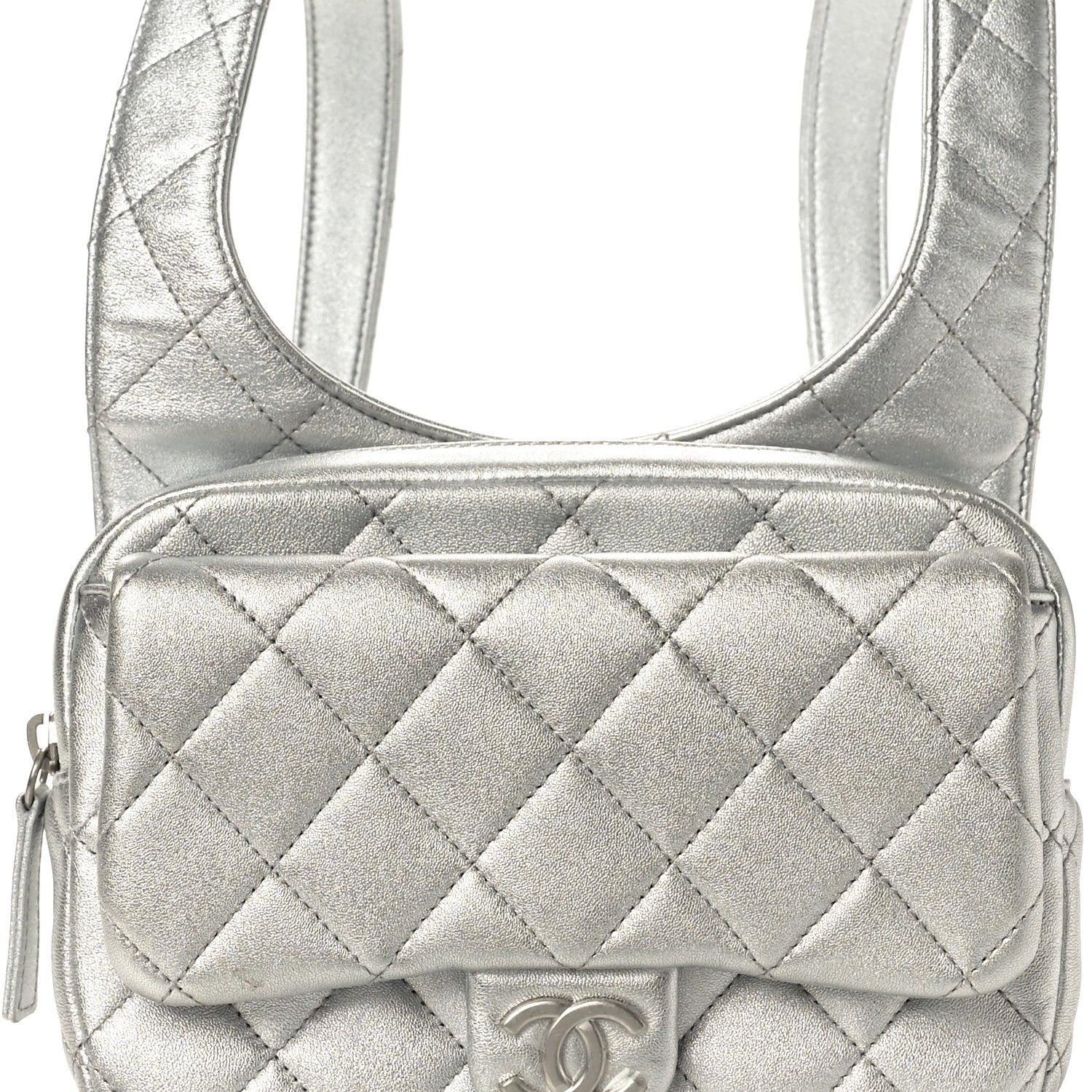 Chanel Metallic Lambskin Quilted Flap Backpack Silver 8 of 10