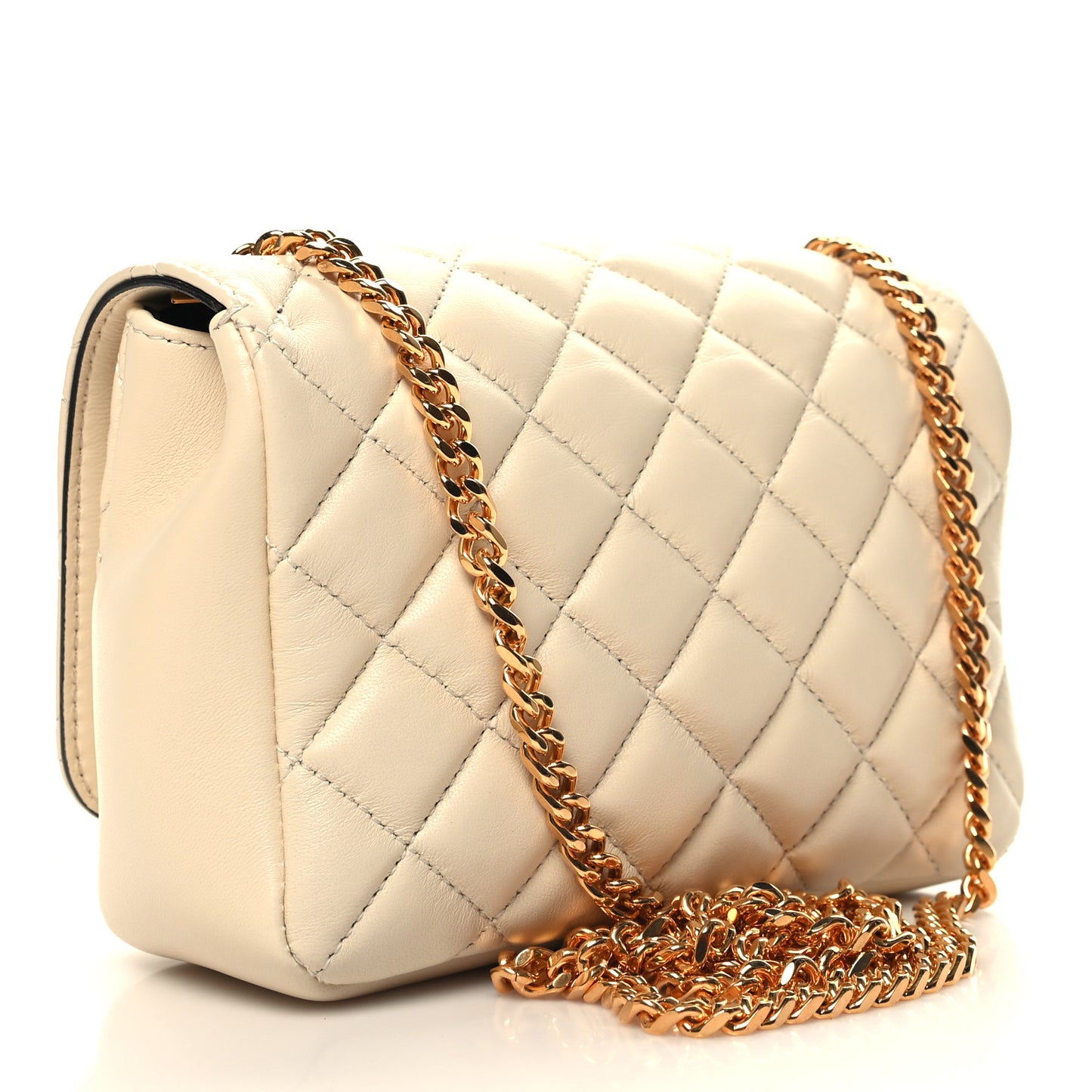 Nappa Quilted Small Medusa Chain Crossbody White