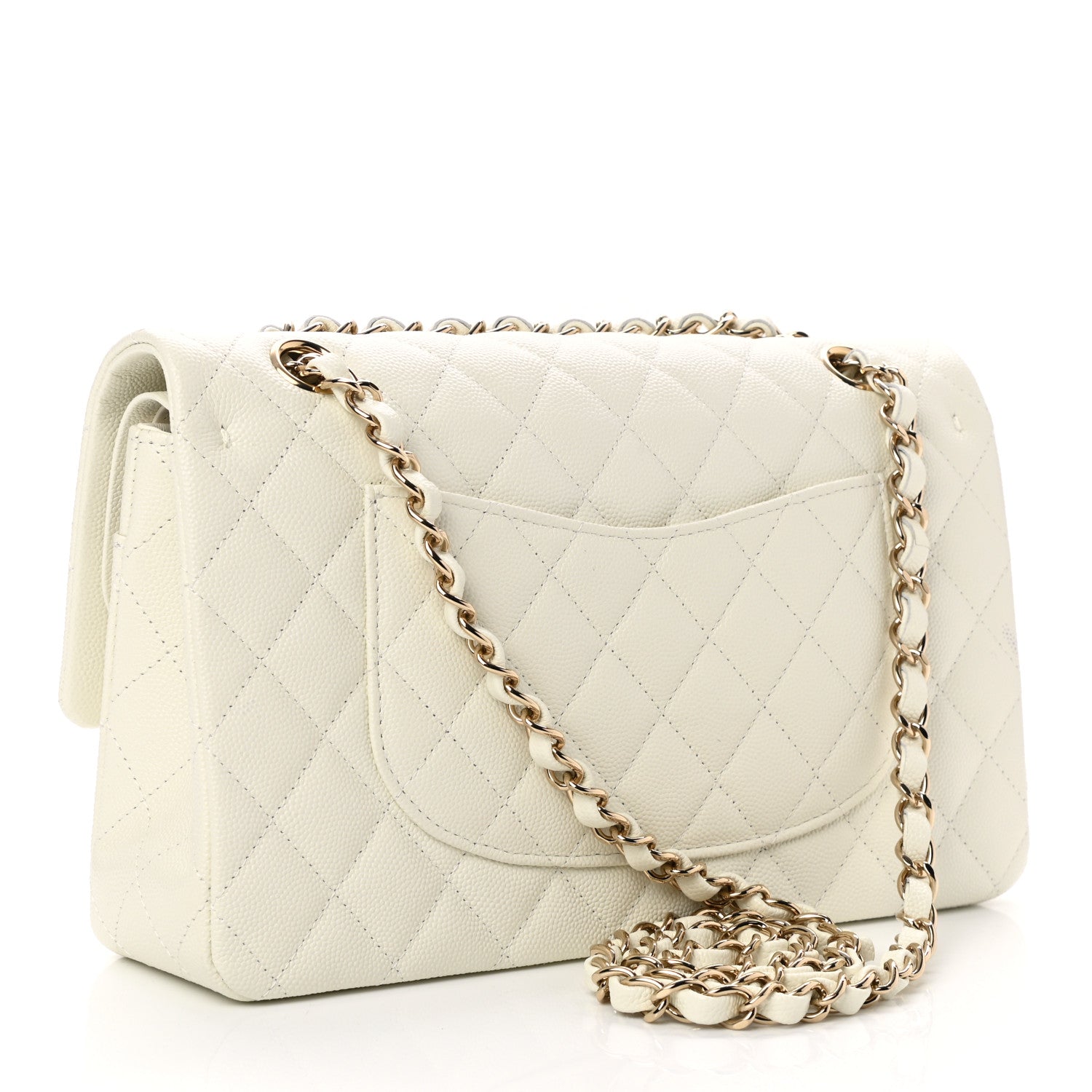 Chanel Caviar Quilted Medium Double Flap White 3 of 12