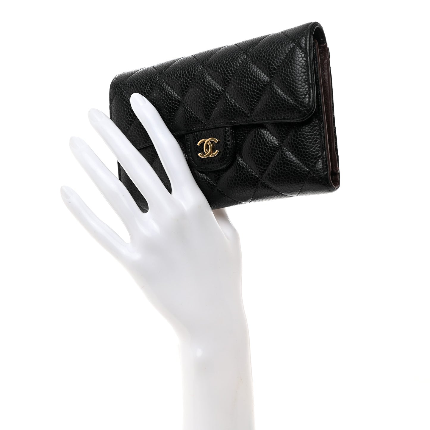 Caviar Quilted Medium Flap Wallet Black