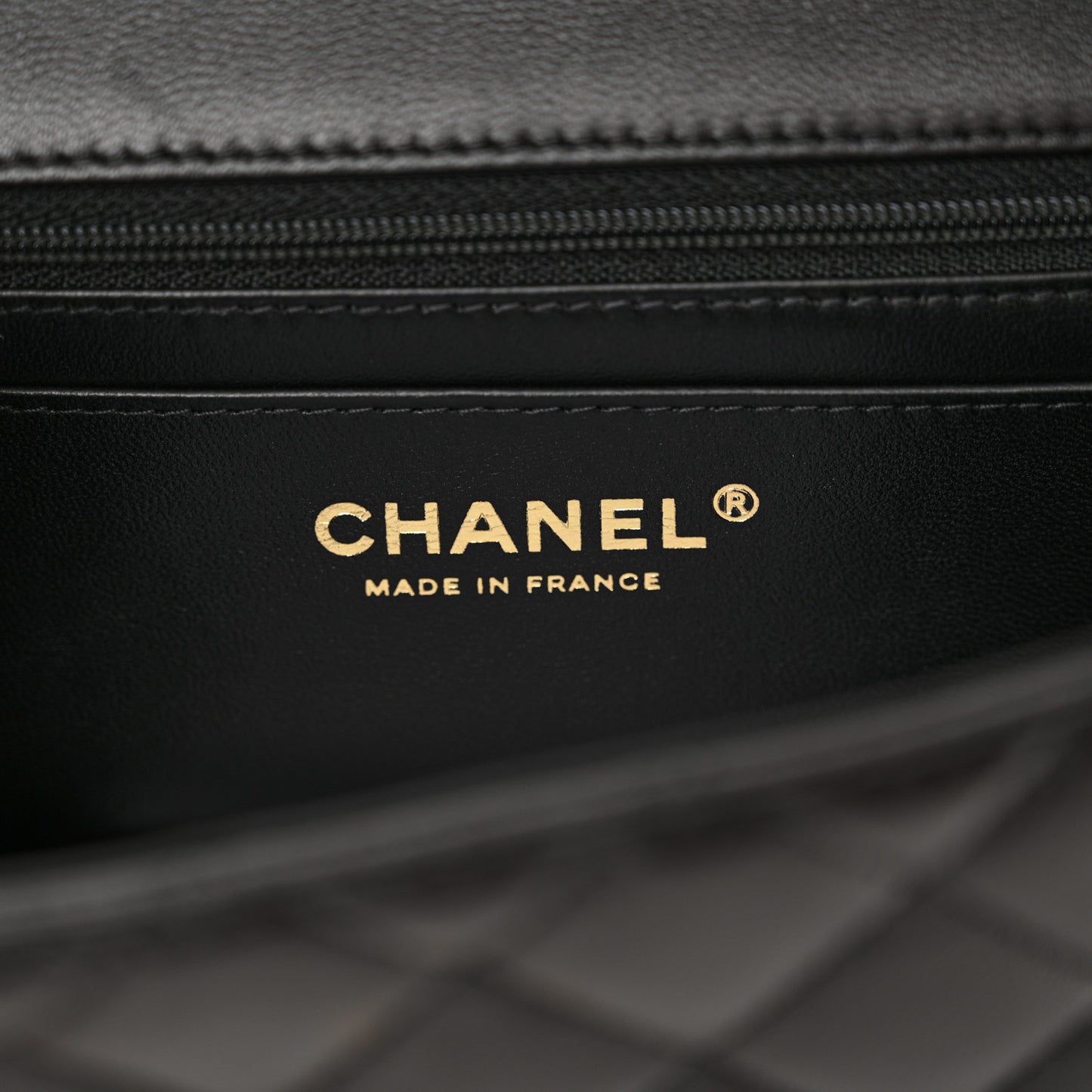 Lambskin Quilted Mini Top Handle Rectangular Flap Black