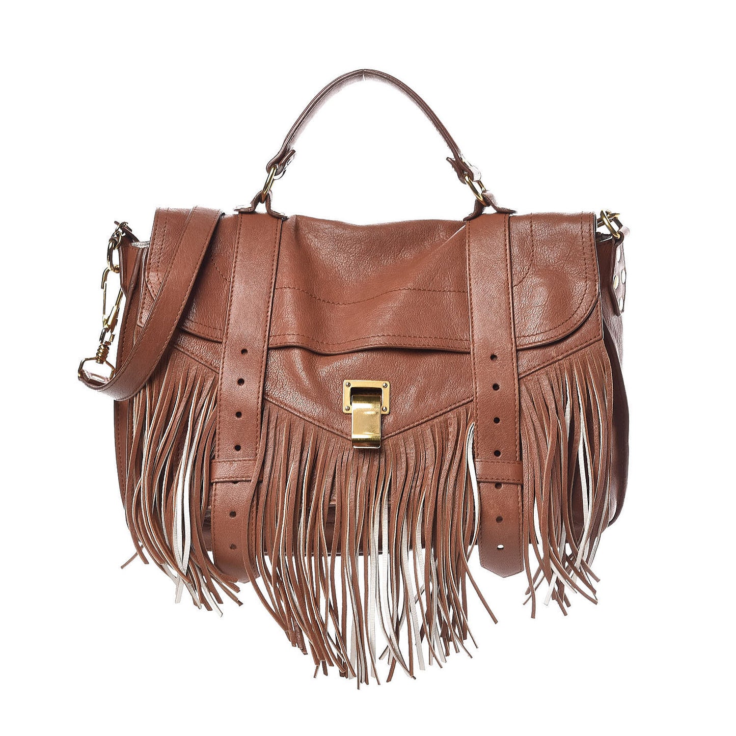 Lambskin Fringe Medium PS1 Satchel Saddle