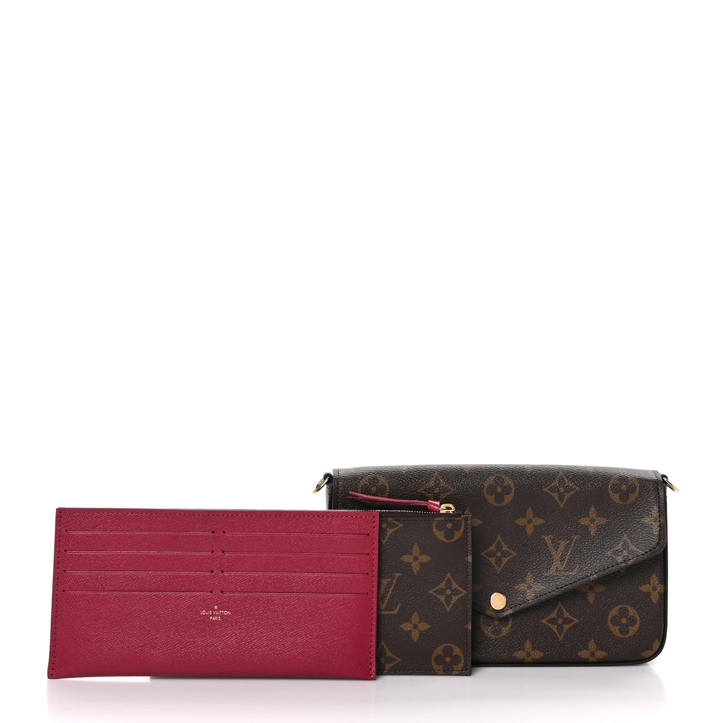 Monogram Pochette Felicie Chain Wallet Fuchsia