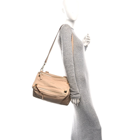 Bubble Calfskin Studded Pandora Light Beige