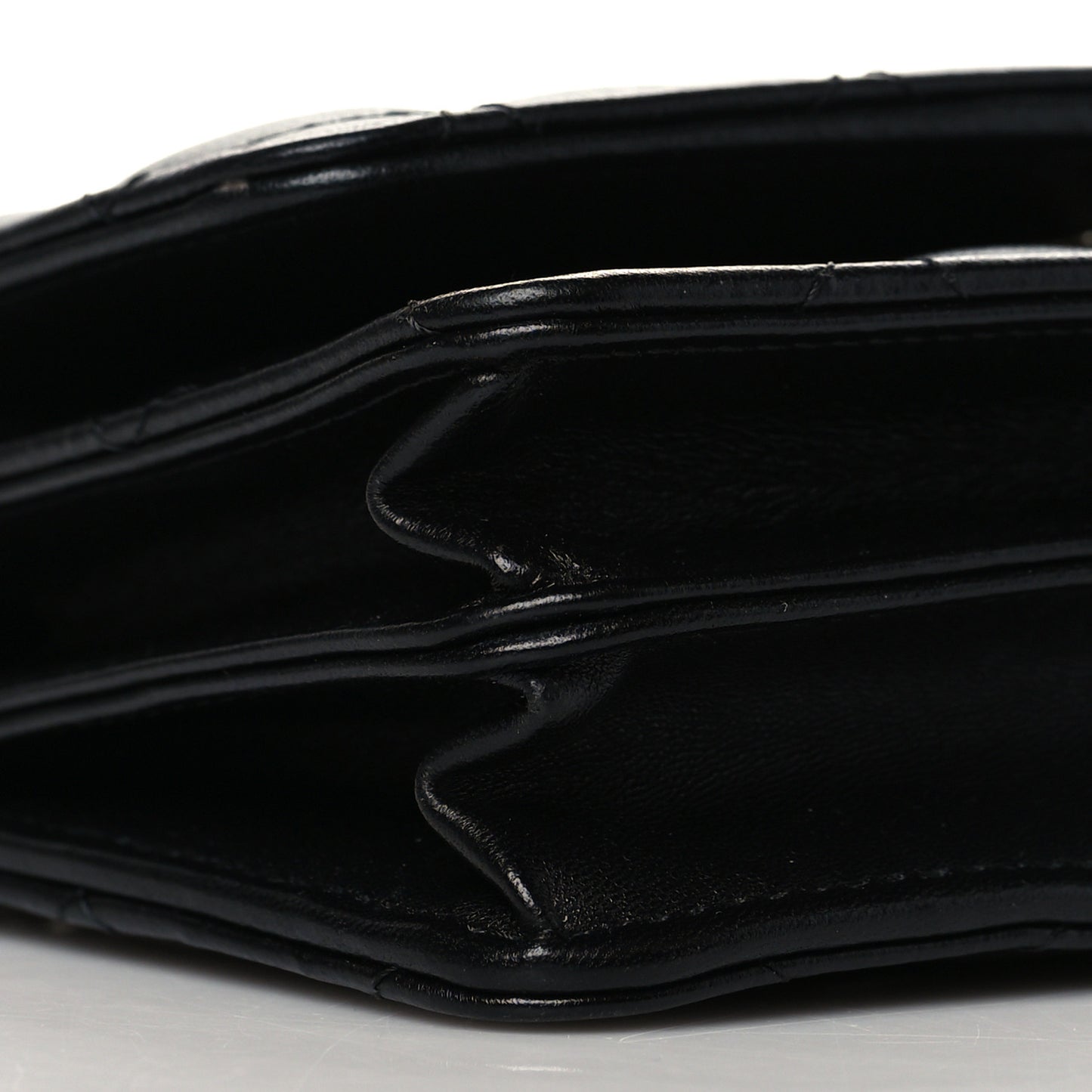 Lambskin Quilted Mini Camellia Bow Wallet On Chain WOC Black