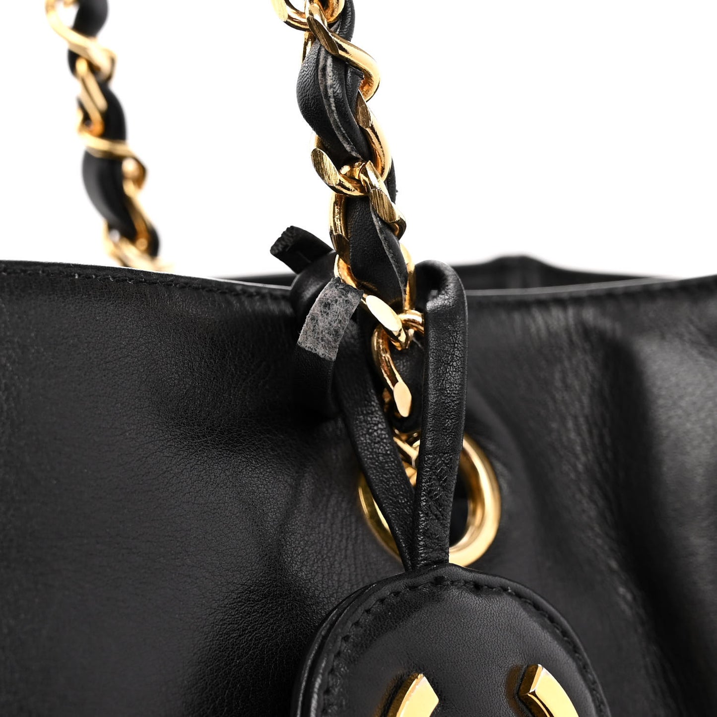 Lambskin Quilted CC Shopping Tote Black