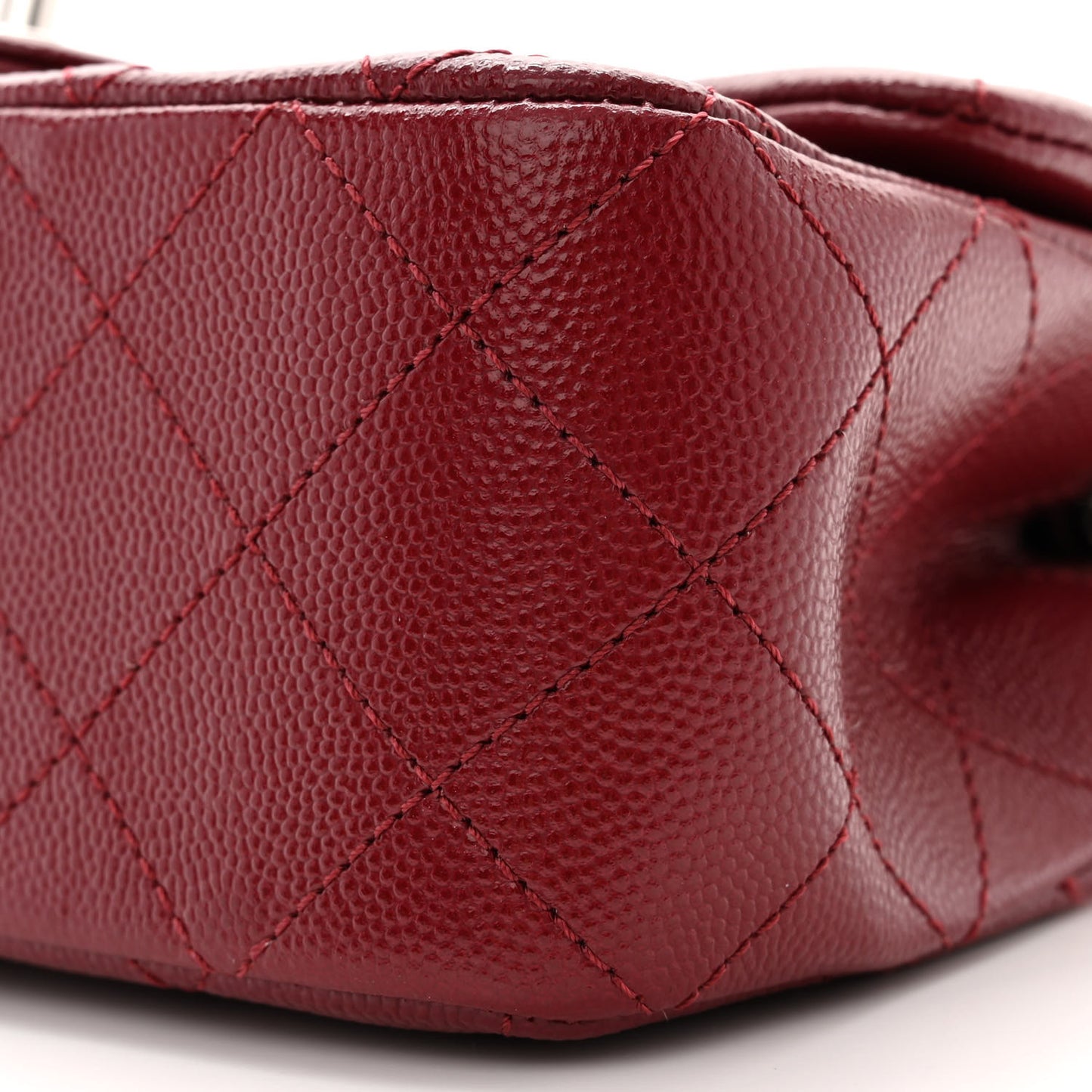 Caviar Quilted Mini Rectangular Flap Burgundy
