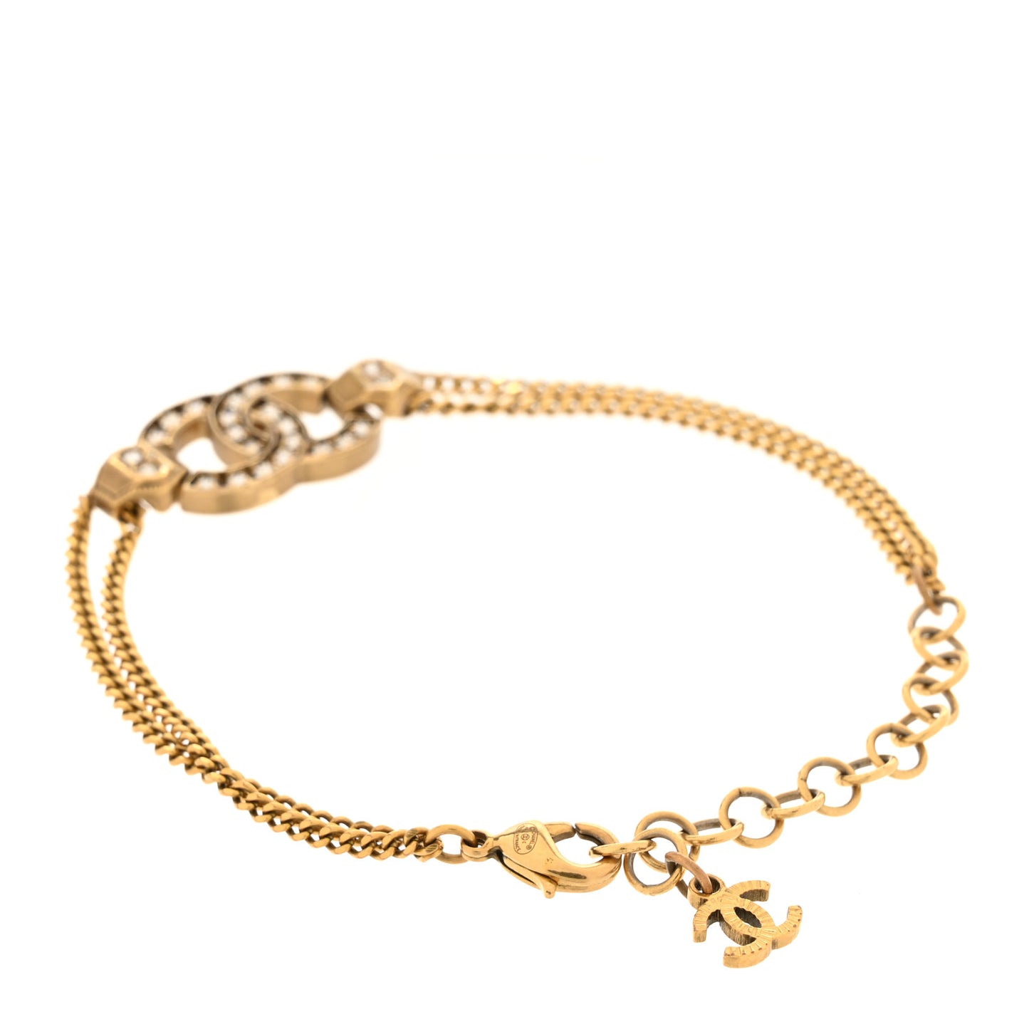 Crystal CC Chain Link Bracelet Aged Gold