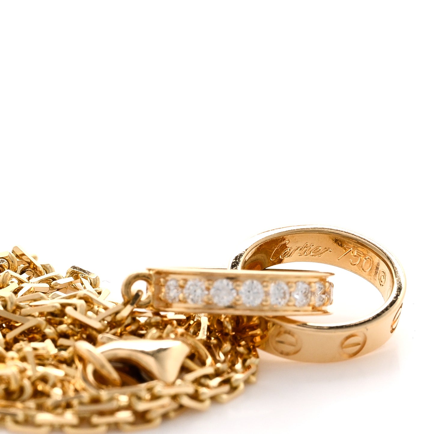 18K Yellow Gold Diamond Interlocking LOVE Necklace